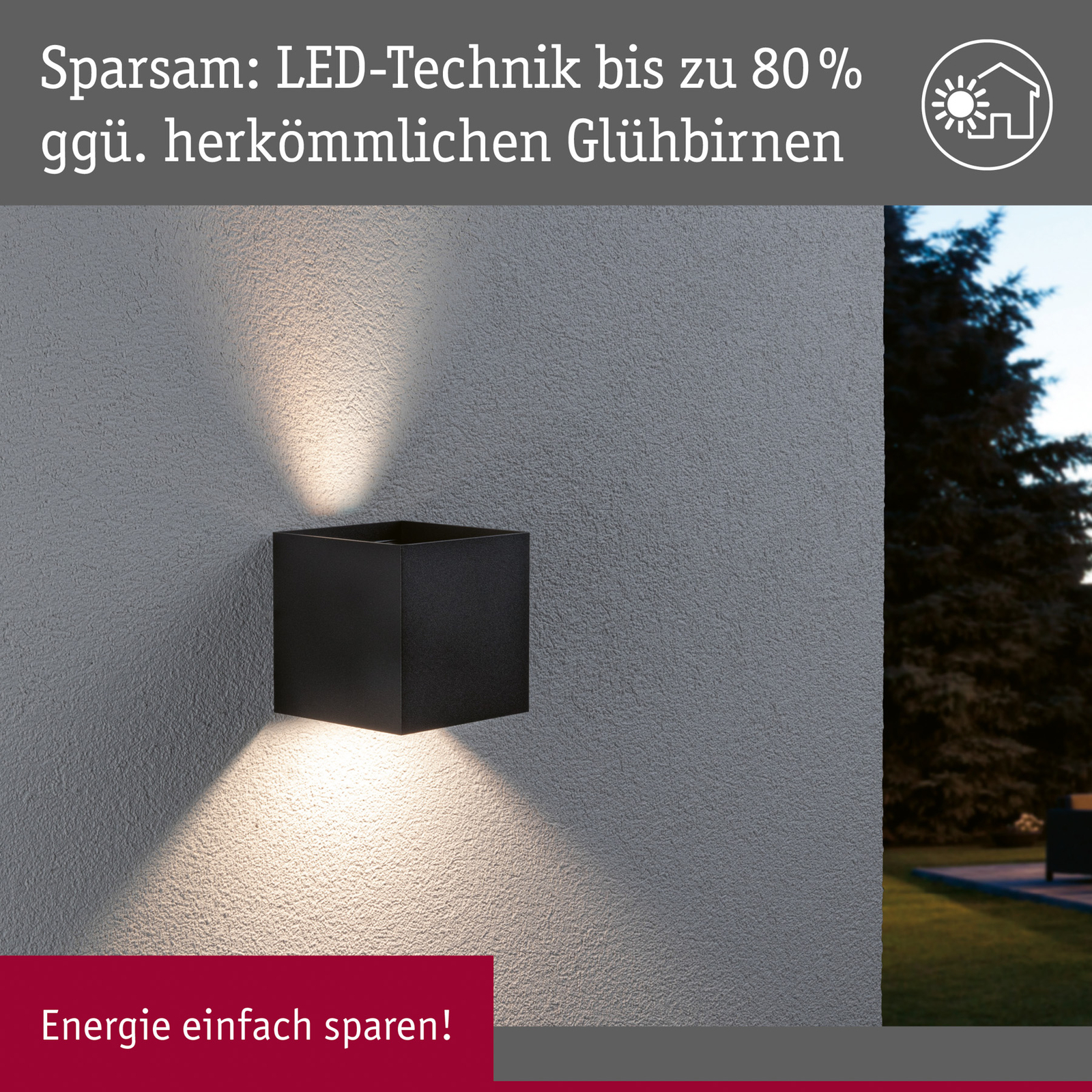 Paulmann LED buitenwandlamp, RGBW, 10x10cm, antraciet