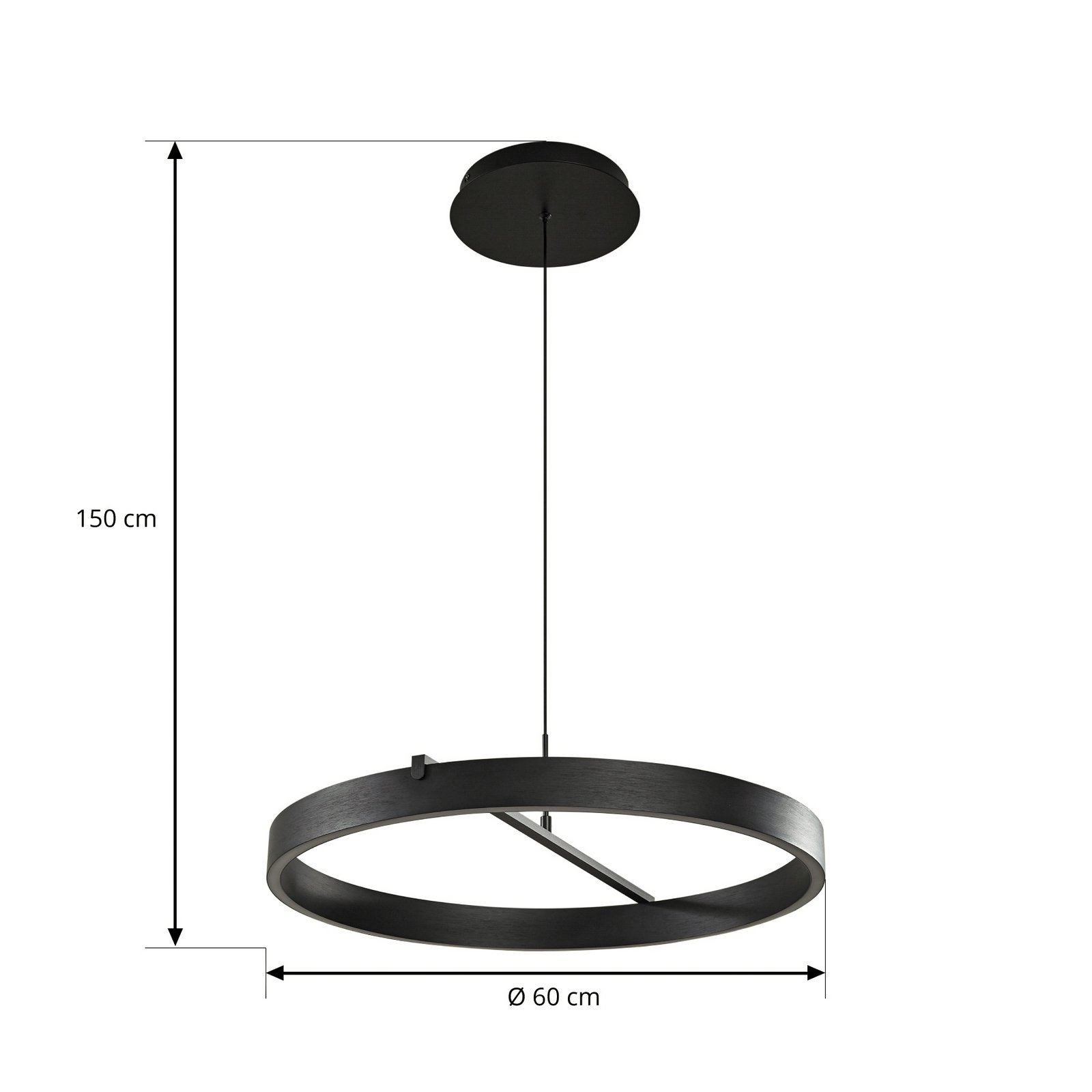 Rovan LED hanglamp Ø 60 cm CCT zwart - Lucande Rovan LED hanglamp Ø 60 cm CCT zwart - Lucande