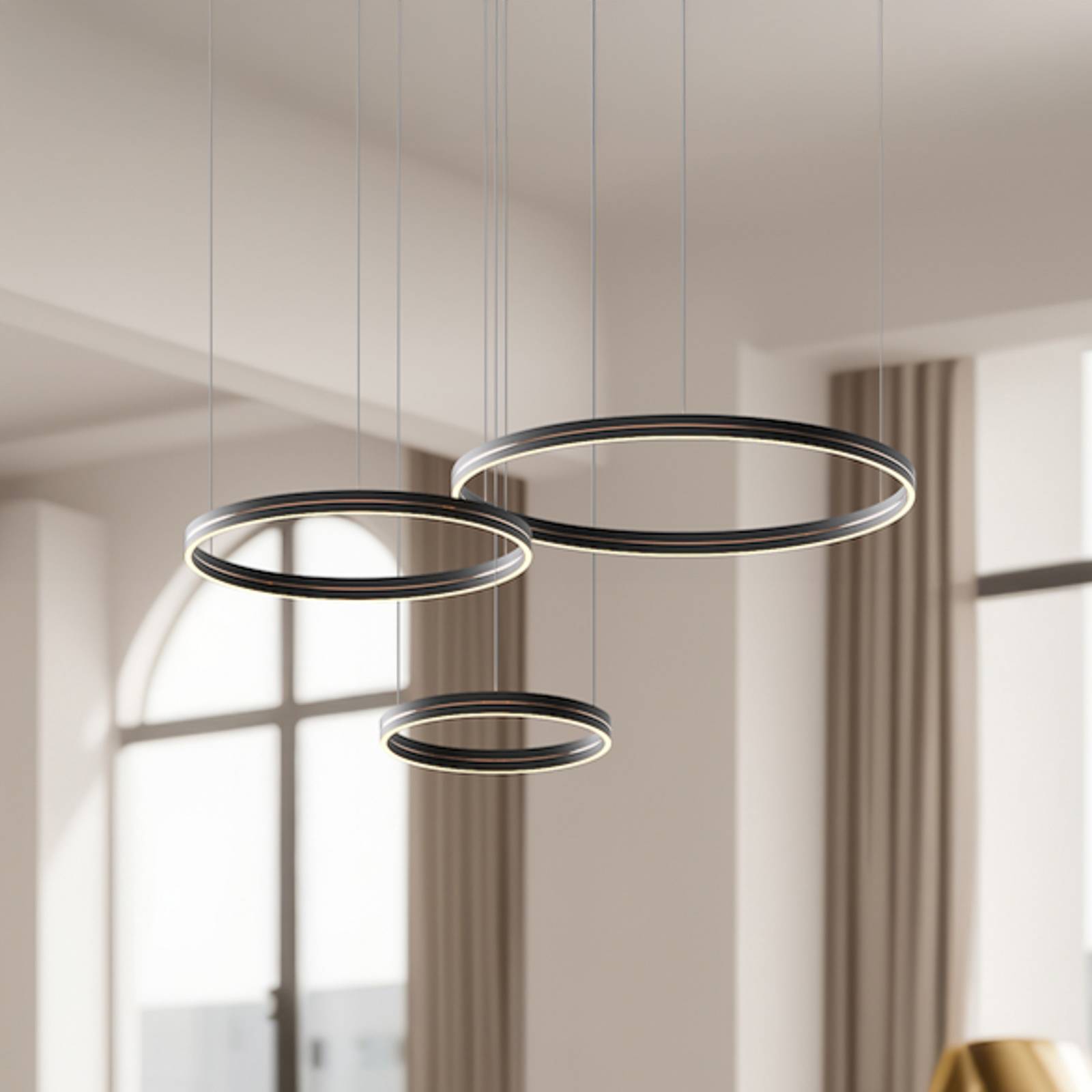 LED-Hängeleuchte Gravity, 3-fl., Metall, schwarz, 4.000 K günstig online kaufen