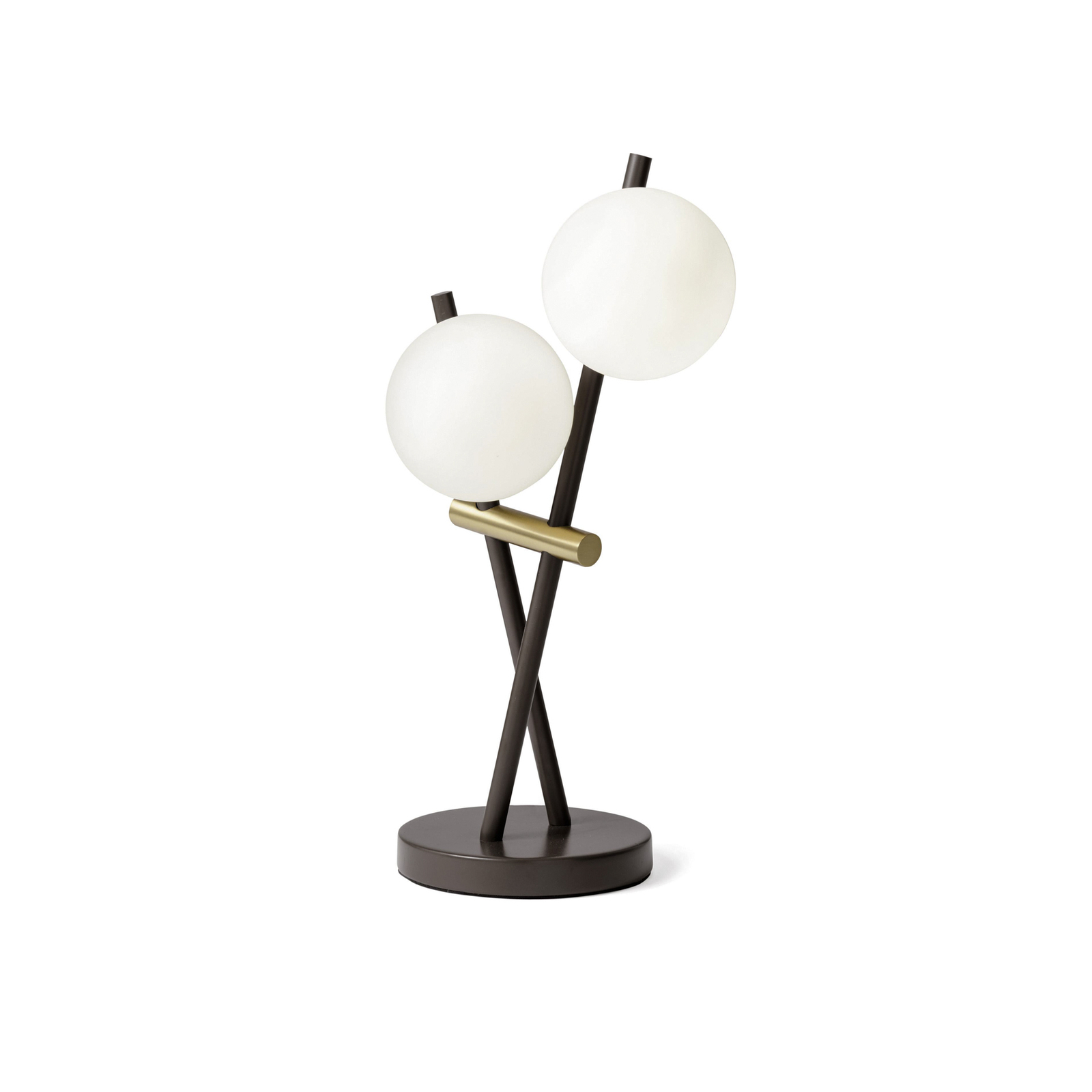 Kika tafellamp, 2-lamps, zwart/wit, metaal, glas