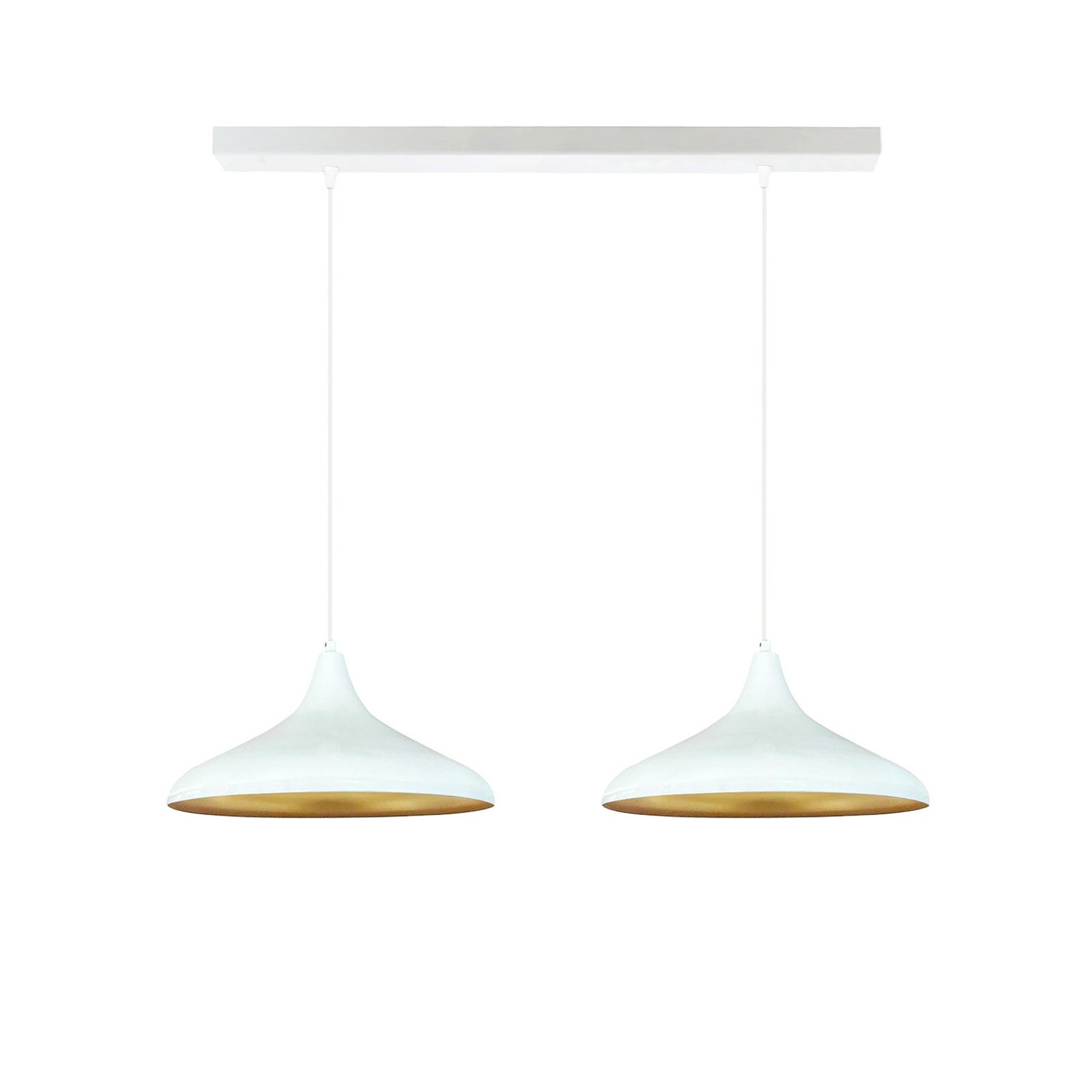 Claus pendant light, white, length 85 cm, 2-bulb, metal