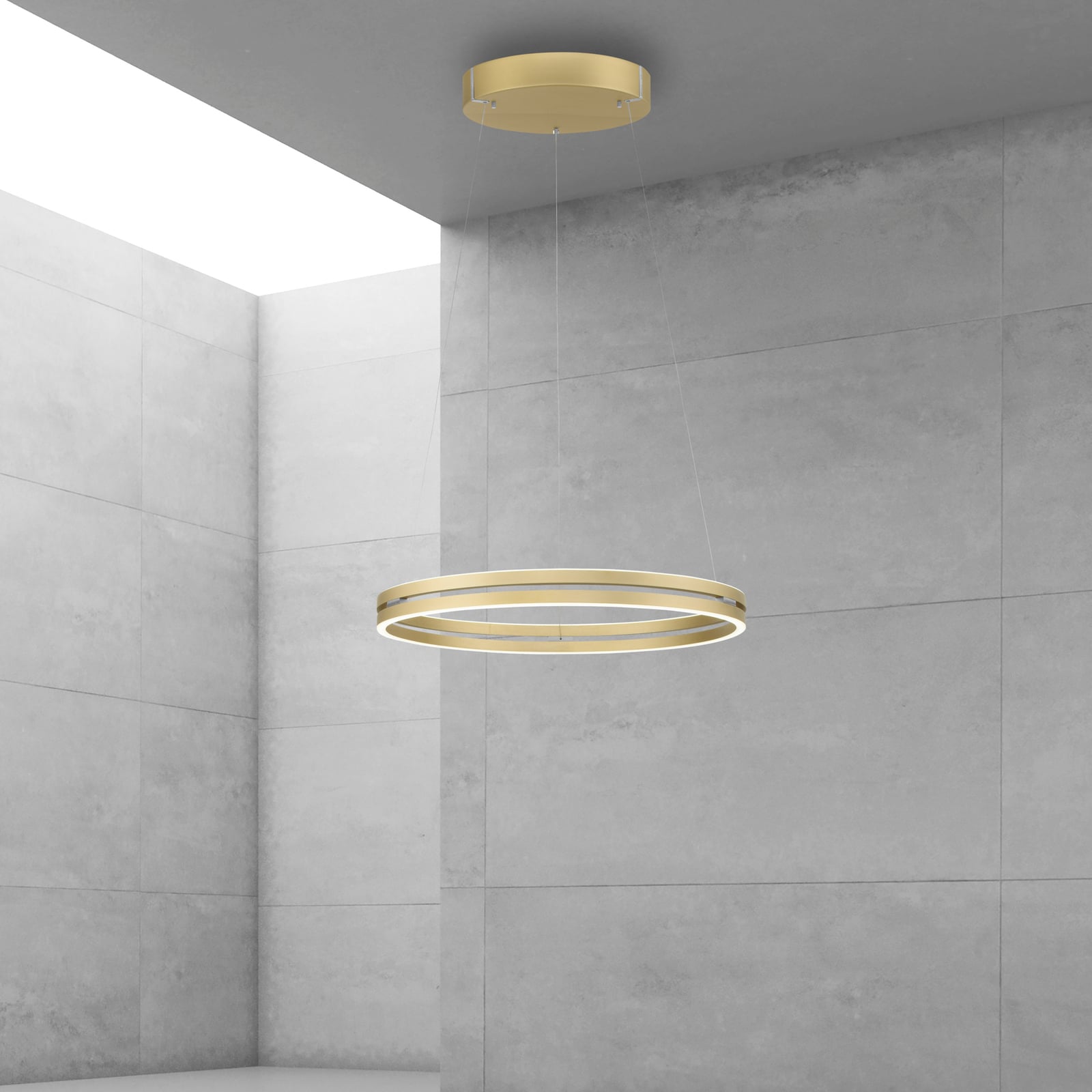 Suspension LED E-Loop, ivoire doré, Ø 70 cm, aluminium, CCT - PURE Suspension LED E-Loop, ivoire doré, Ø 70 cm, aluminium, CCT - PURE