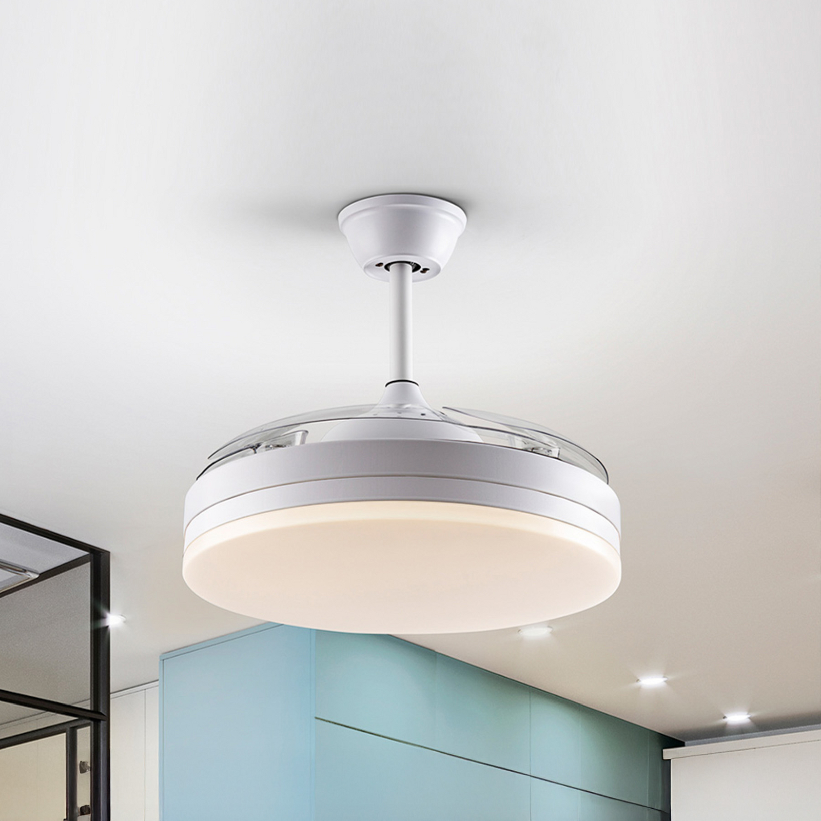 LED stropni ventilator Vento bel/dimno siv DC, Ø 100 cm tih