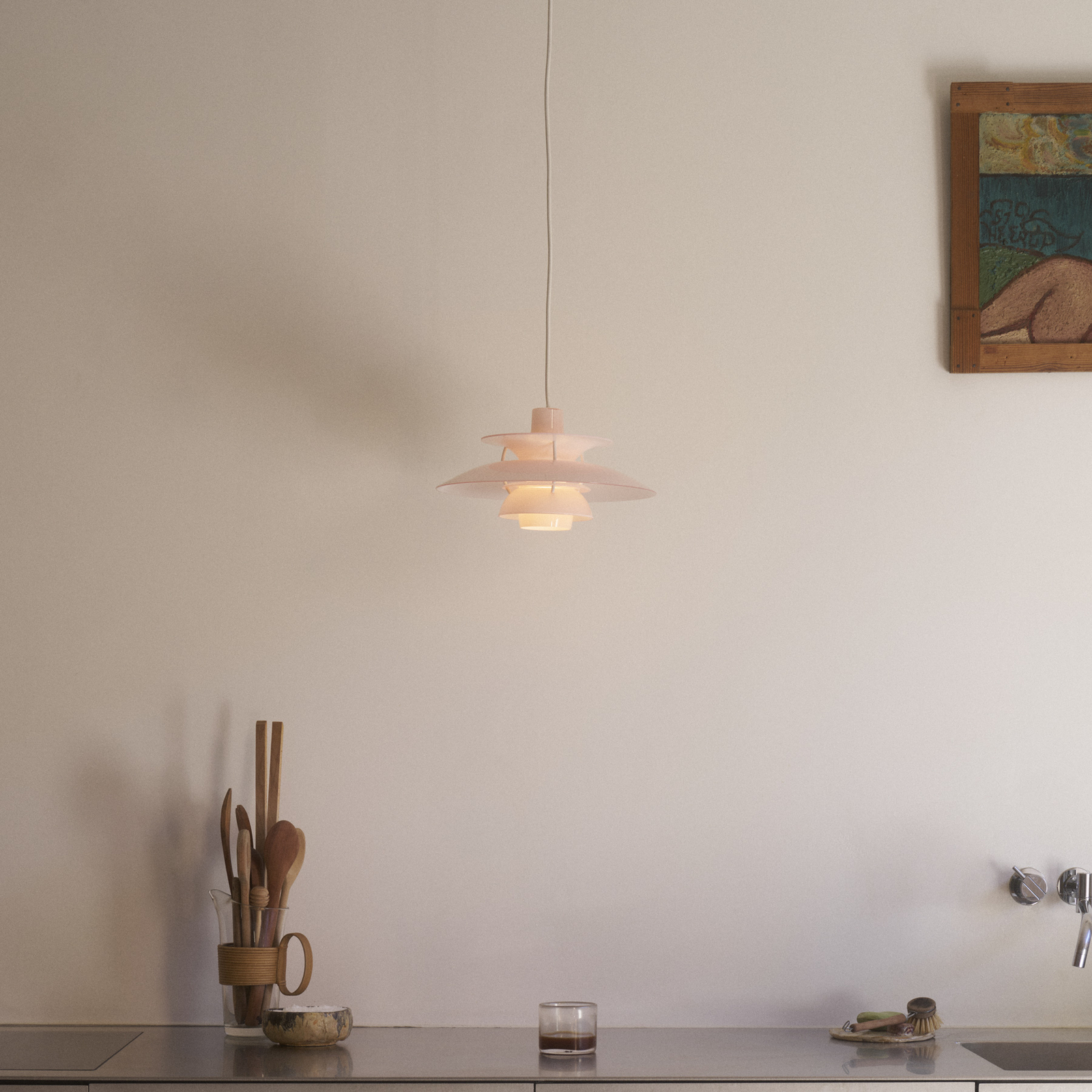 Louis Poulsen hanglamp PH 5 320, opaal-roze, E14