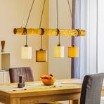 Sachiko hængelampe, træbjælke, fire tekstilskærme