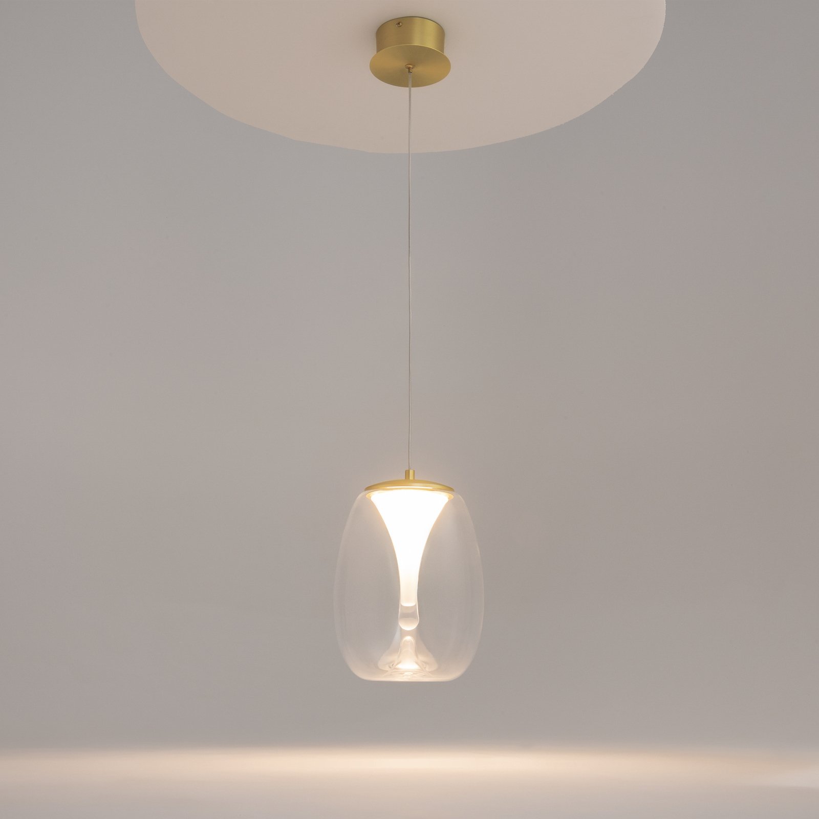 Maytoni LED pendant light Splash, clear, Ø 20 cm, glass