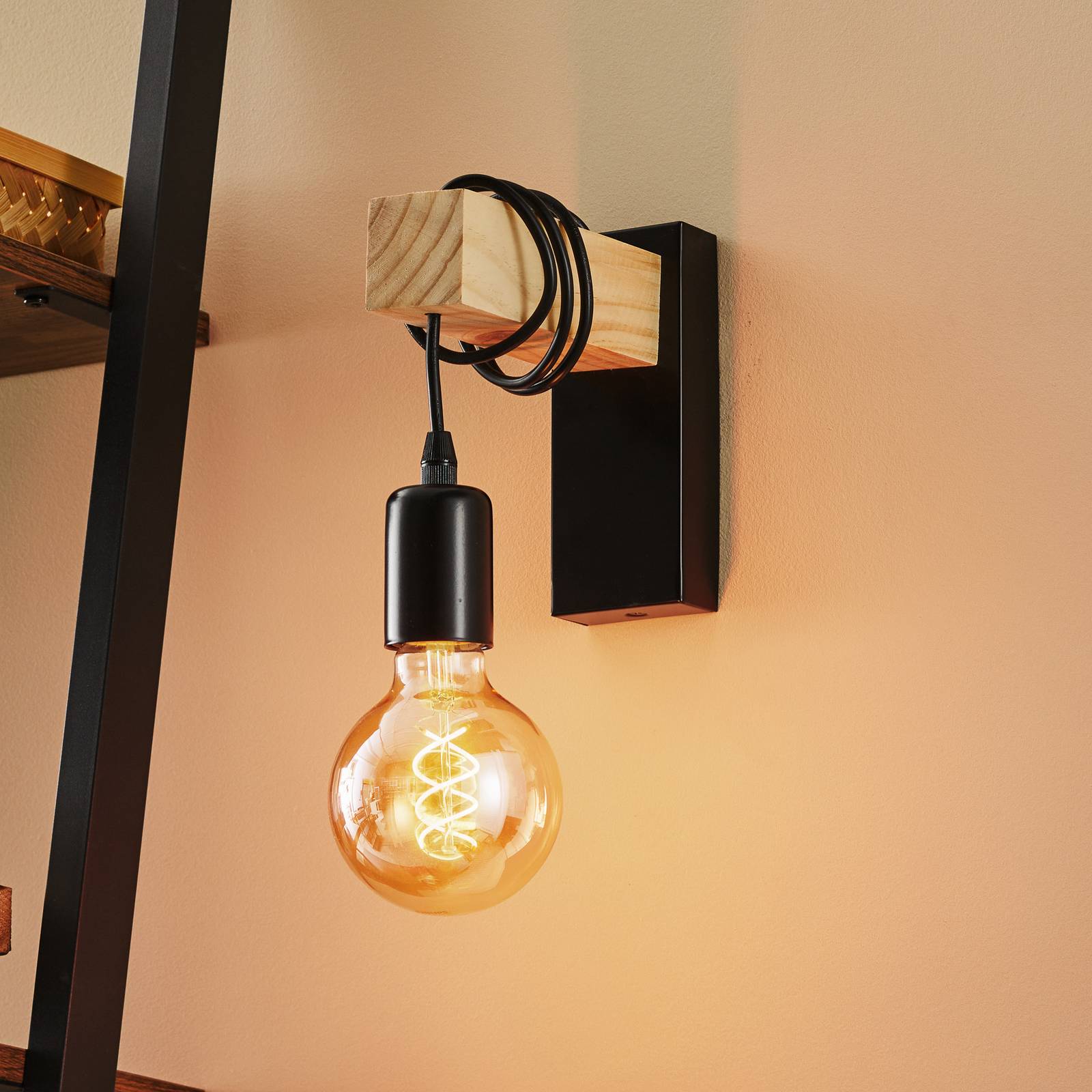 Photos - Chandelier / Lamp EGLO Townshend wall light with a wooden element 
