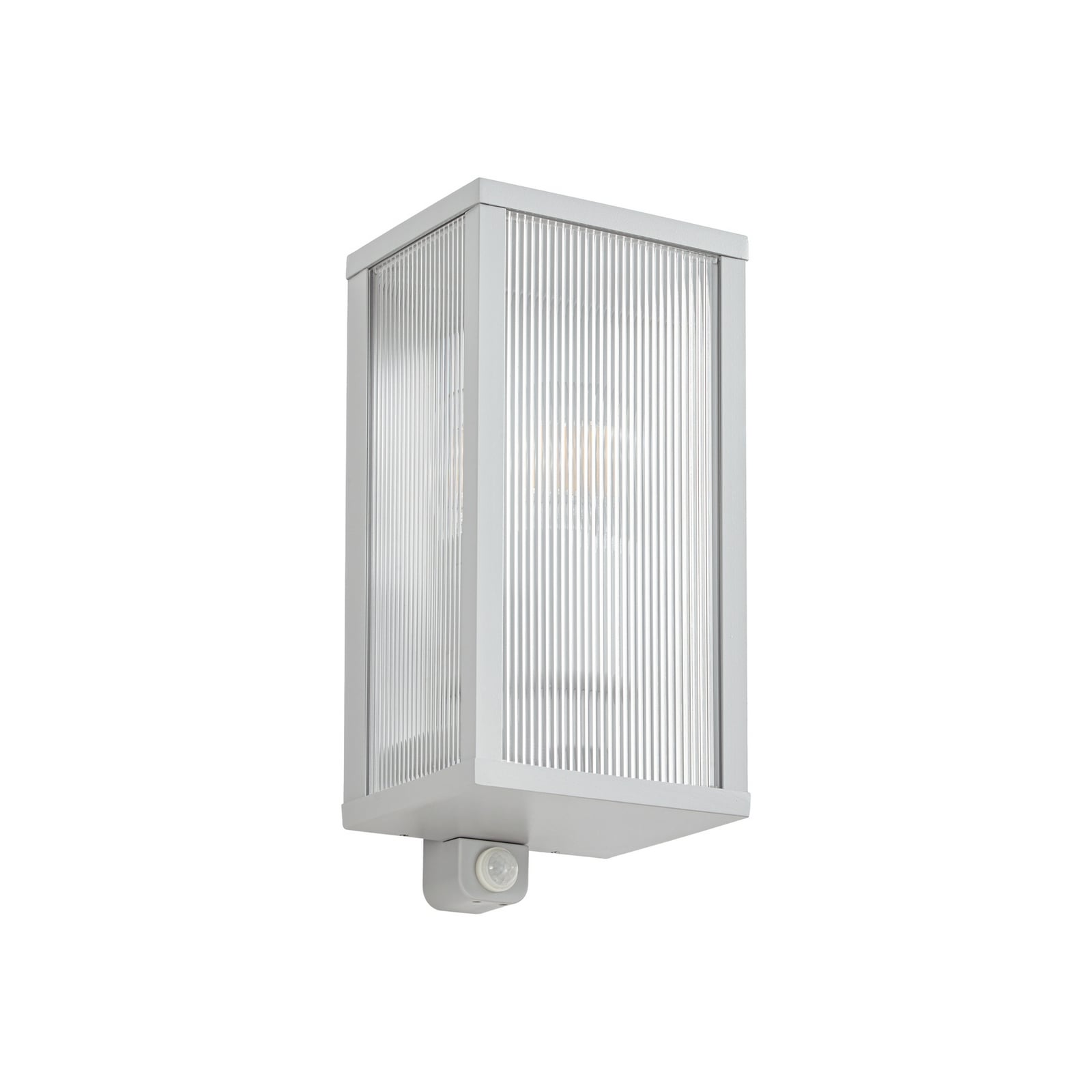 Vonkajšie nástenné svietidlo Peldar, 26 cm, sivá/vrúbkovaná, senzor, IP44 –