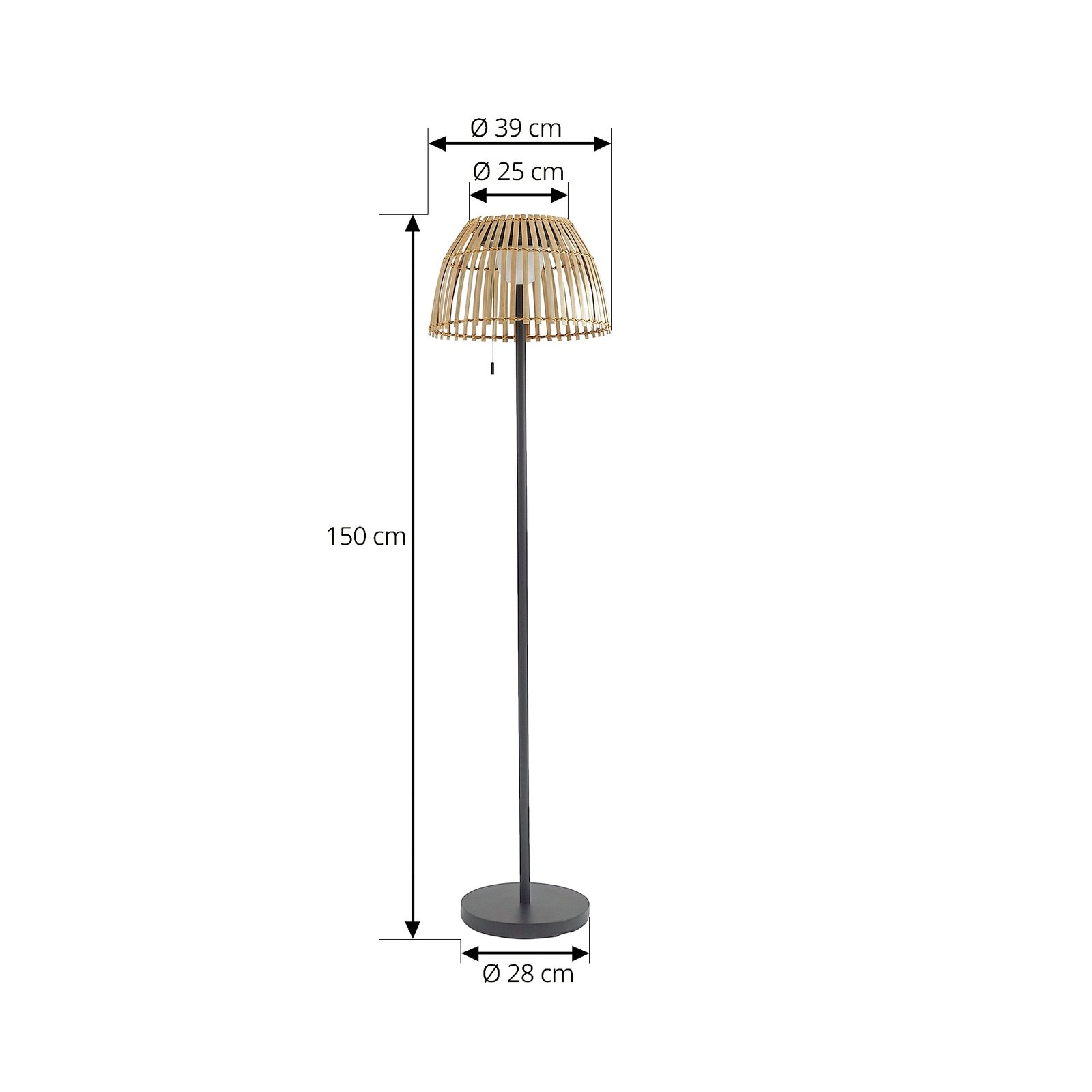 Lucande LED floor lamp Eligio, bamboo, Ø 39 cm, RGB