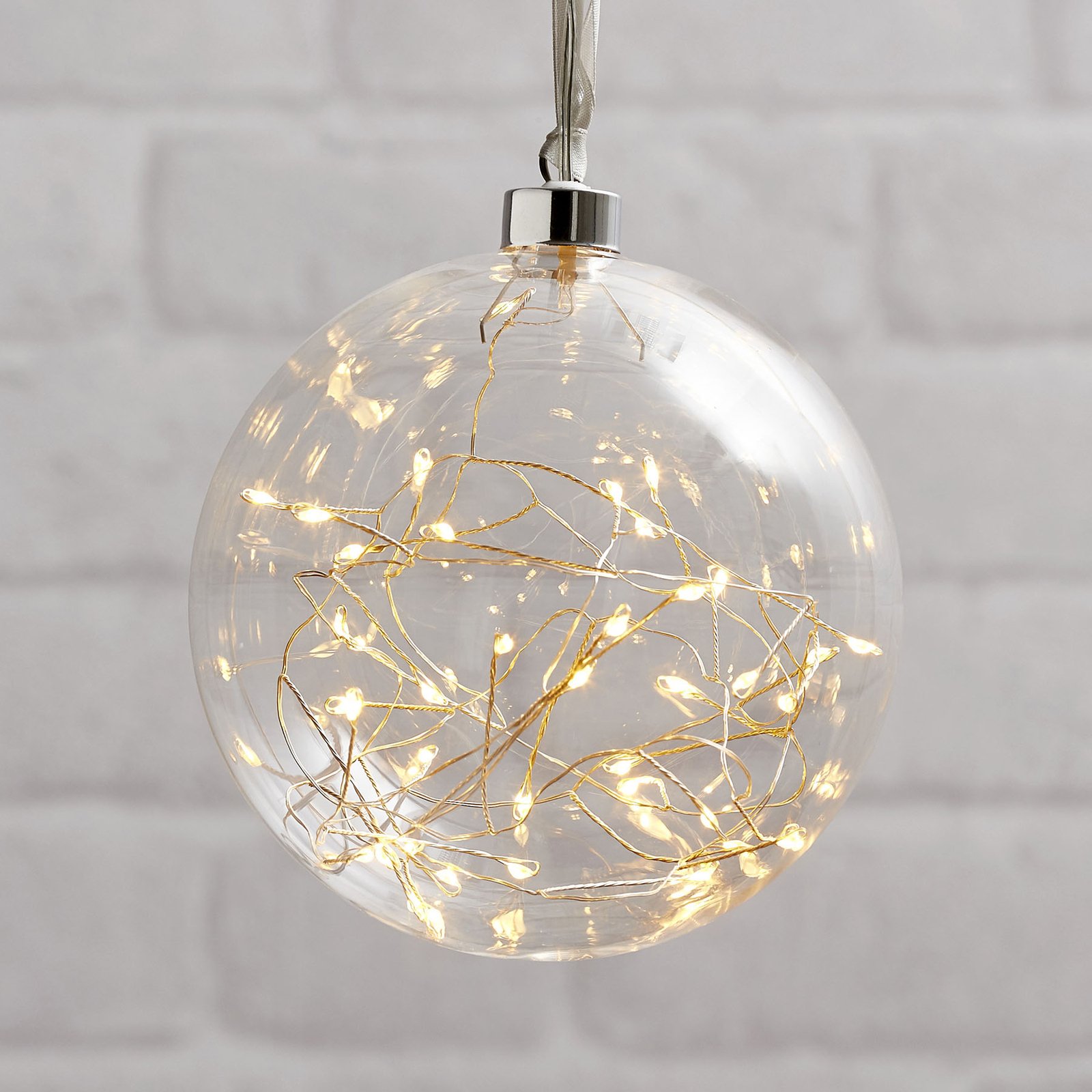 Glow LED decorative bauble, glass, Ø 15 cm Lights.co.uk