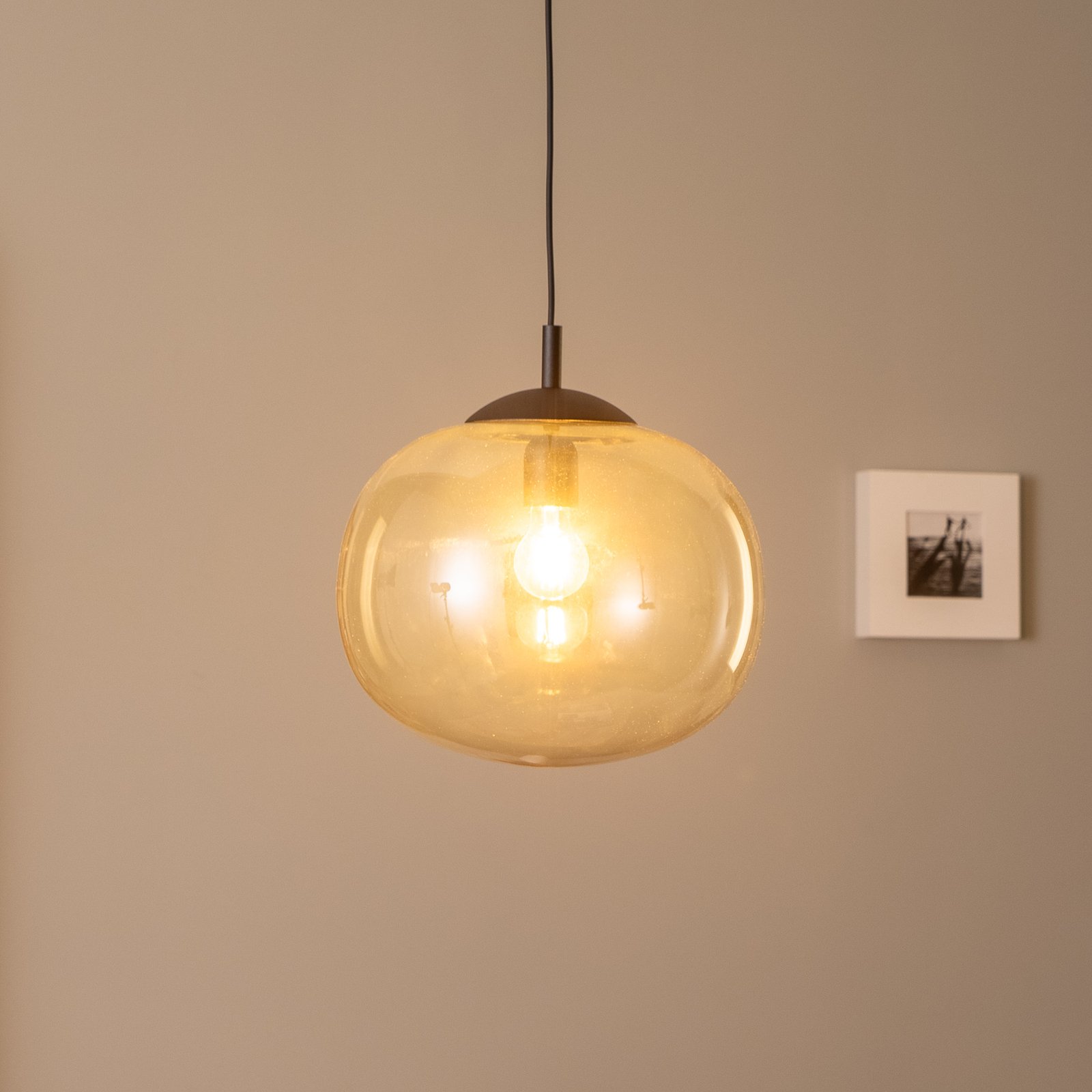 Lampada a sospensione Vibe, vetro marrone-trasparente, Ø 35 cm