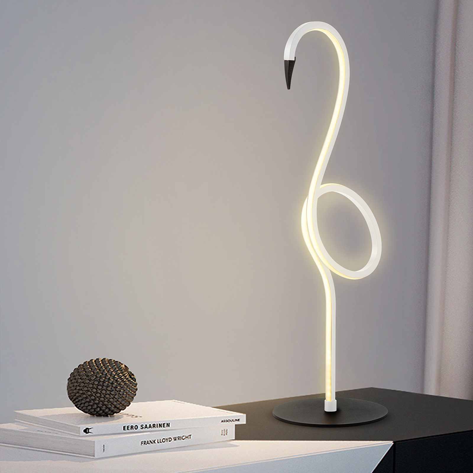 Flamingo LED-bordlampe, hvid, metal, 50 cm høj