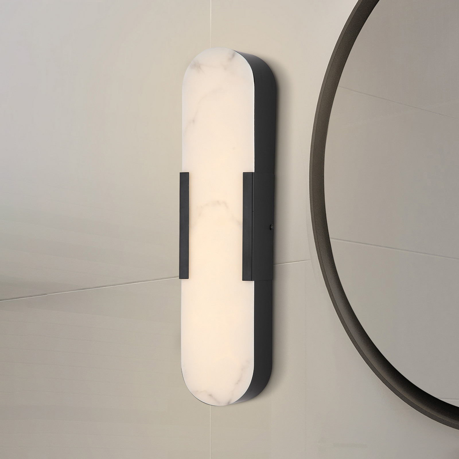 Searchlight Aplică LED pentru baie Opaline înălțime 50 cm negru metal/rășină - negru alb