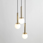 Hängeleuchte Daisy, 3-flammig, gold/weiß/schwarz, Glas