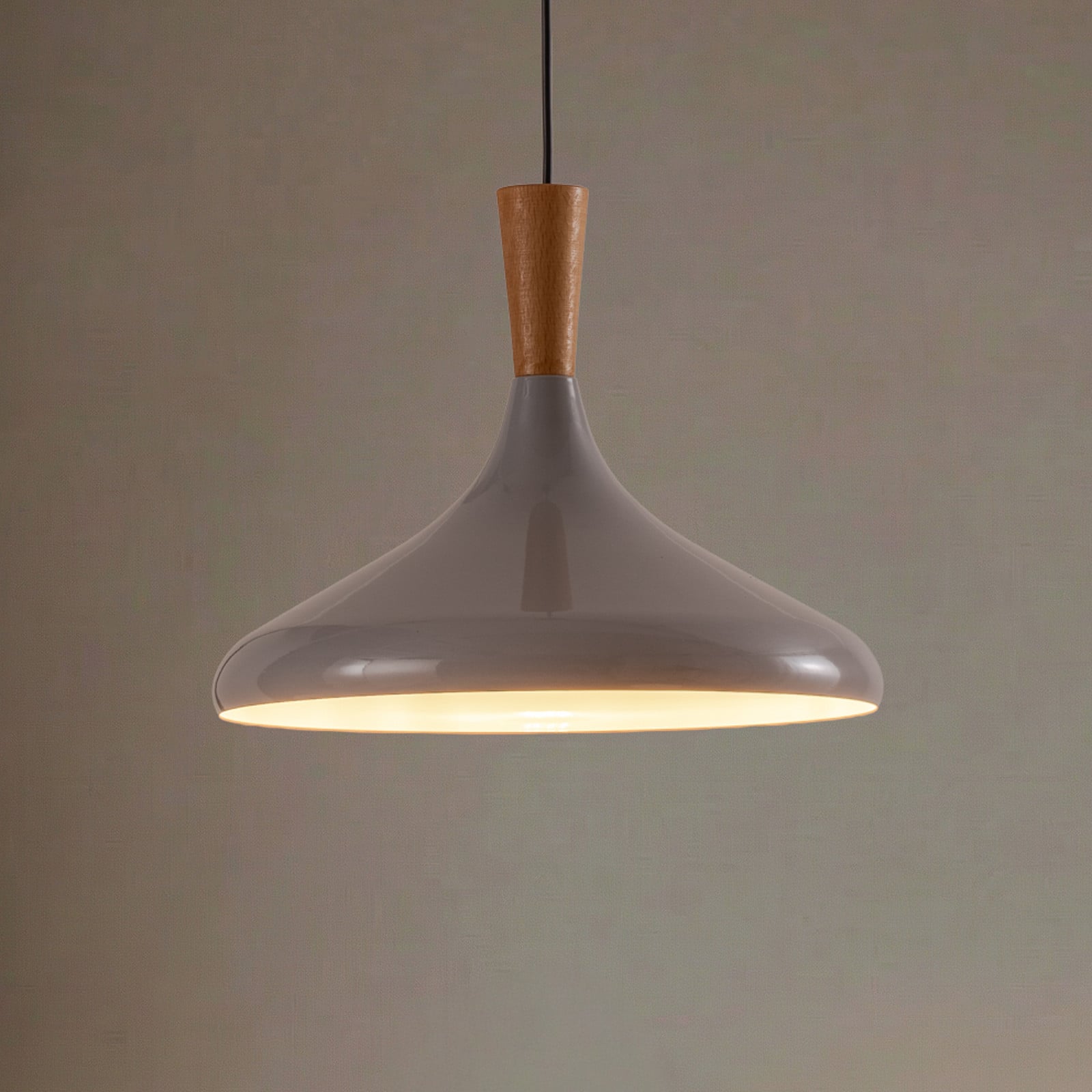 ROYALTECH Lampă suspendată Chris gri/alb Ø 35 cm metal - Camera de zi / sufragerie - gri alb lemn deschis