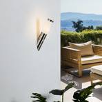 Lindby outdoor wall light Statius, grey, stainless steel, sensor