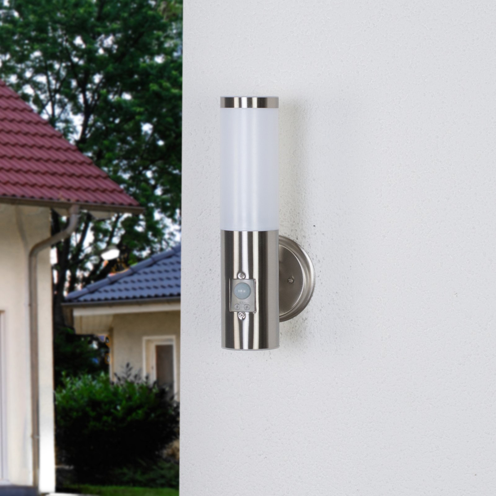 Kristof Outdoor Wall Lamp w/Sensor Steel - Lindby