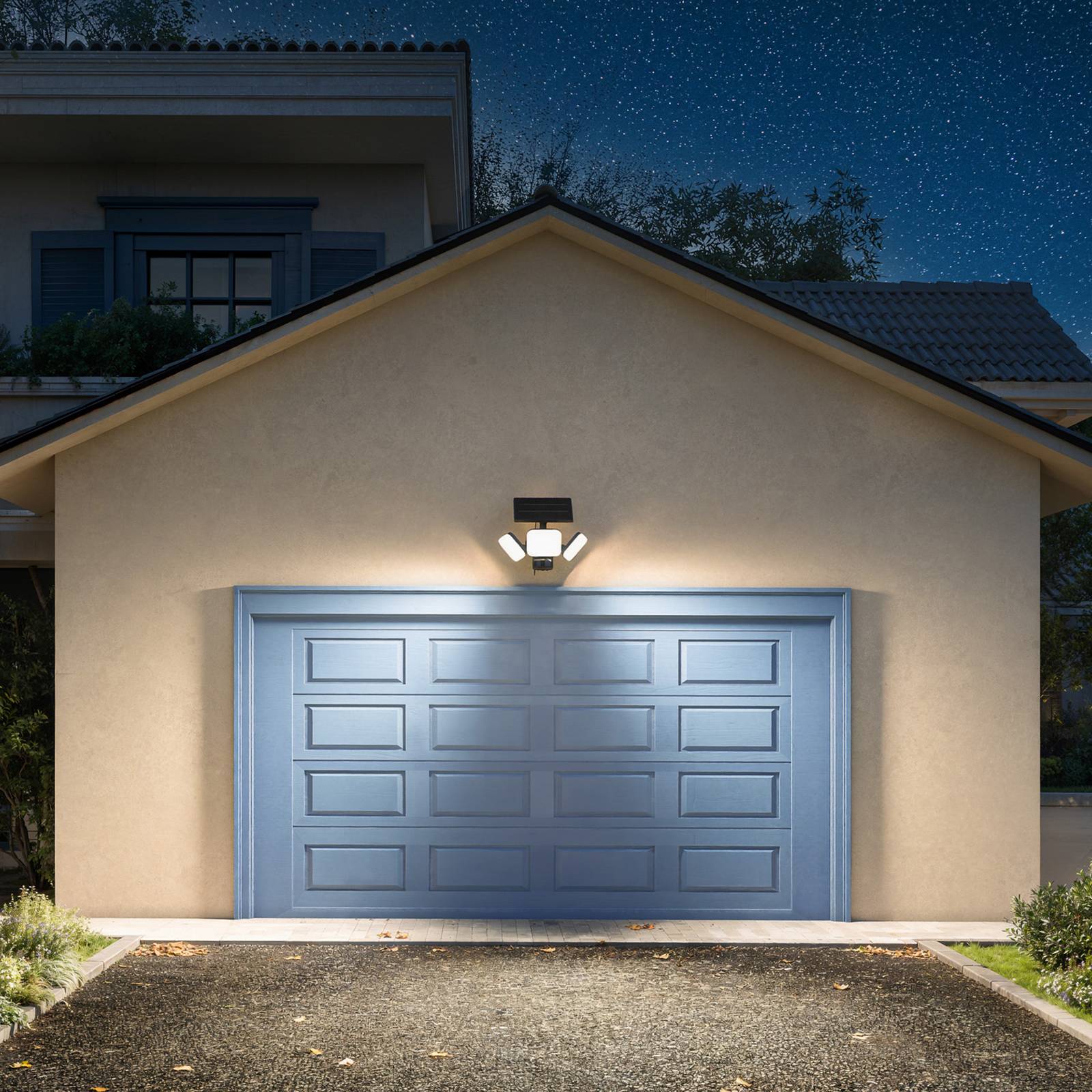 Philips LED-solcellslampa Zyren, svart, 3 000 K, sensor, IP65