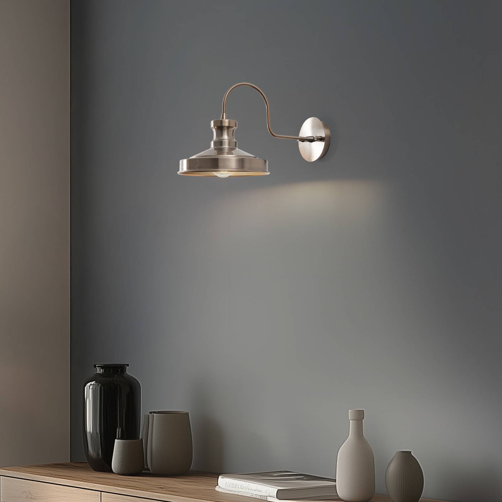 Wandleuchte Berceste, goldfarben, Metall, Höhe 23 cm, E27 günstig online kaufen