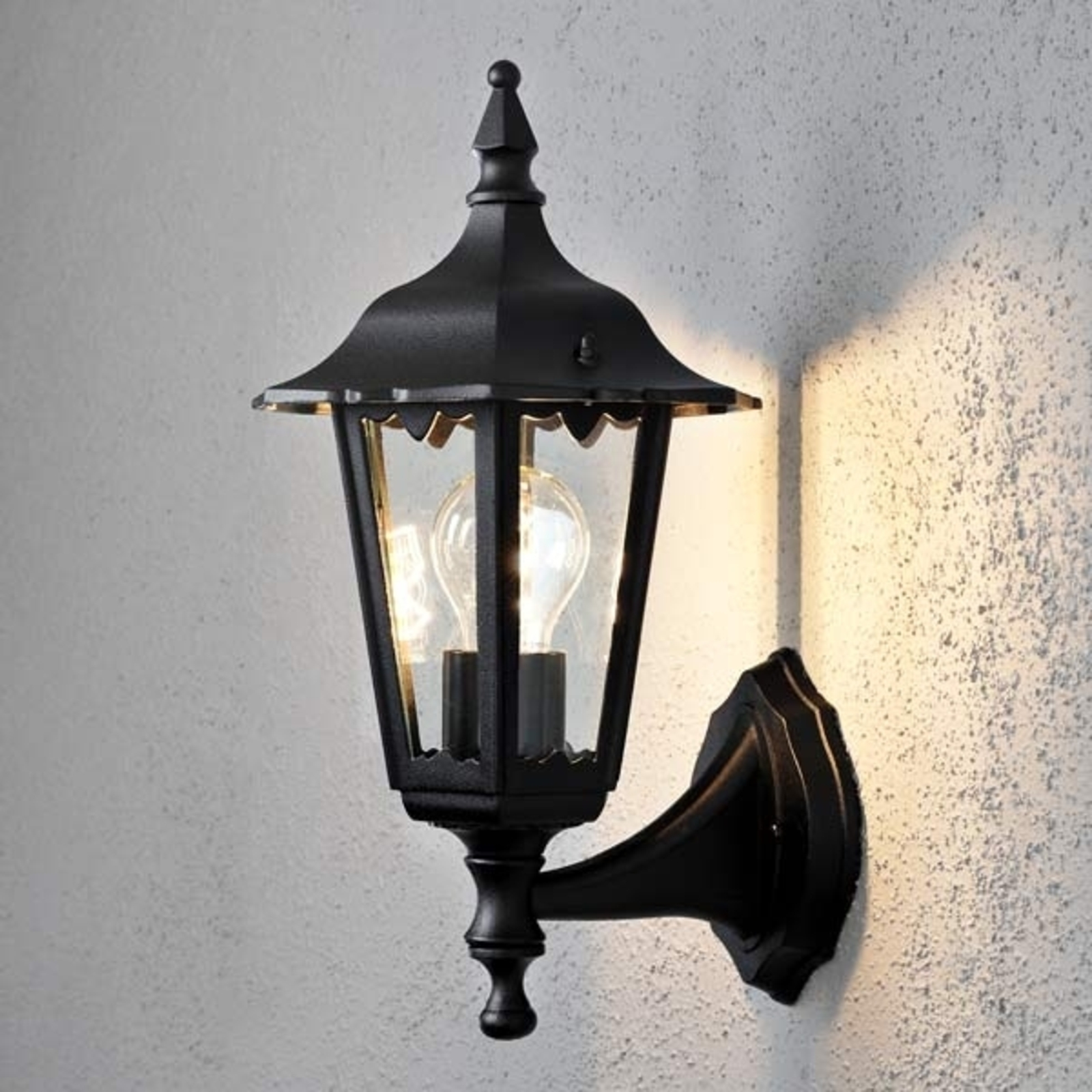 Konstmide Firenze outdoor wall light, standing, 36 cm, black, aluminium, glass, E27, 60 W, energy efficiency: A++, W: 19 cm, H: 36 cm