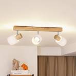 Lindby spot pour plafond Wanessa, 3 lampes, bois, blanc, E14