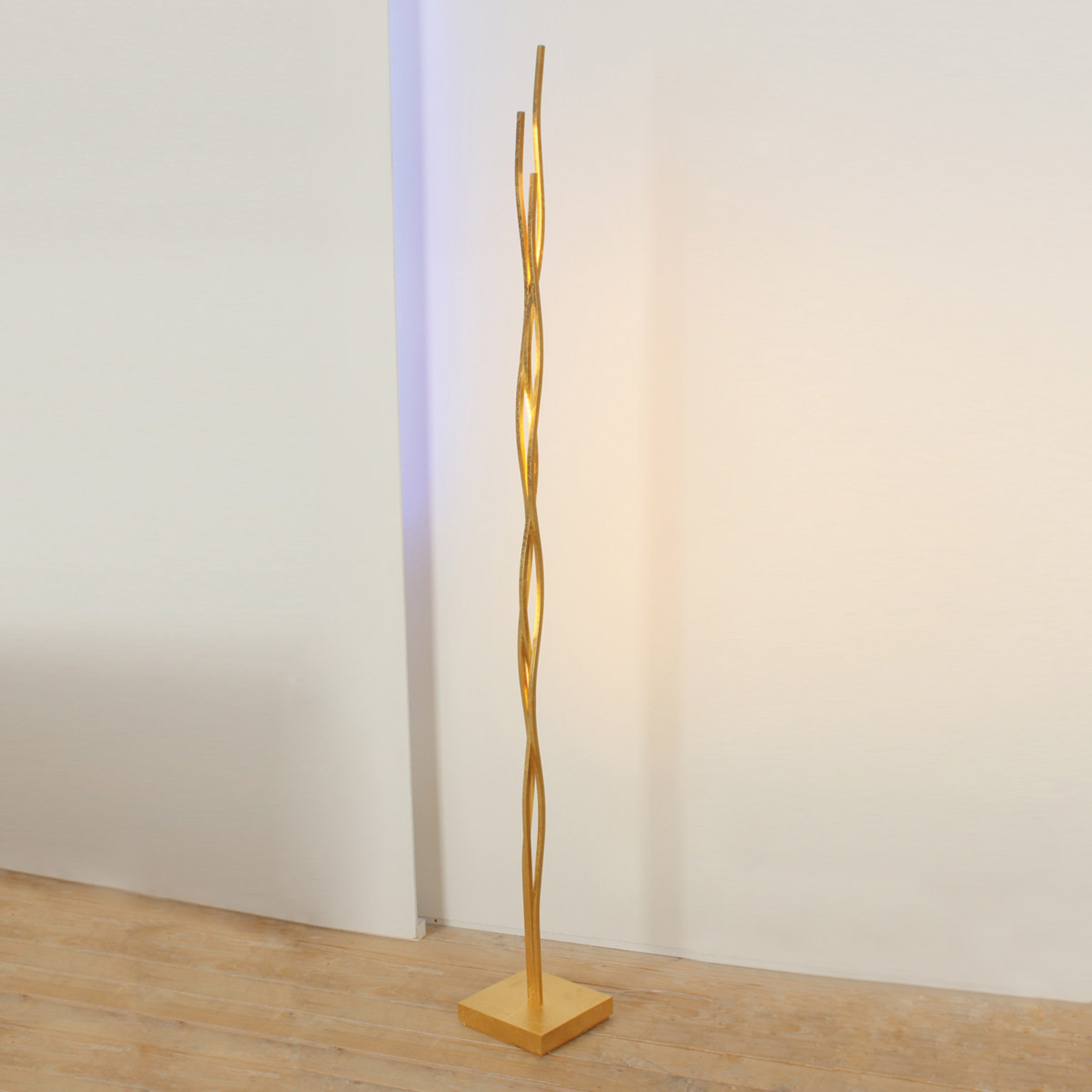 Escale Silk LED floor lamp with gold leaf, dimmer, for Living / Dining Room, gold-plated aluminium, energy efficiency: A+, H: 170 cm