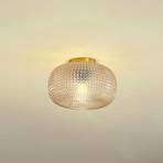 Lindby ceiling light Hildur, Ø 25 cm, amber, glass