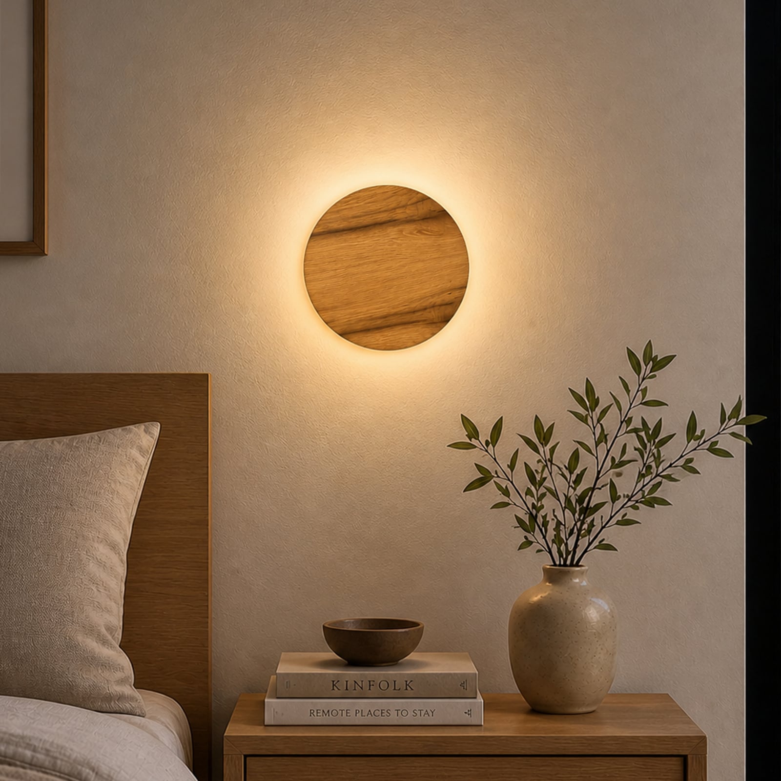 Havana S LED wall light, knotty oak/metal, Ø 19 cm, IP44 Havana S LED wall light, knotty oak/metal, Ø 19 cm, IP44