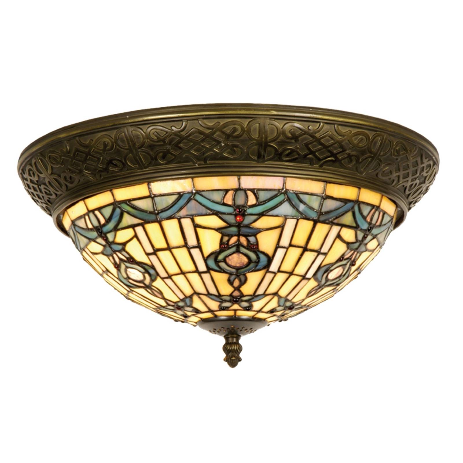 Levně Kulaté stropní světlo Kimberly, Tiffany styl 38 cm
