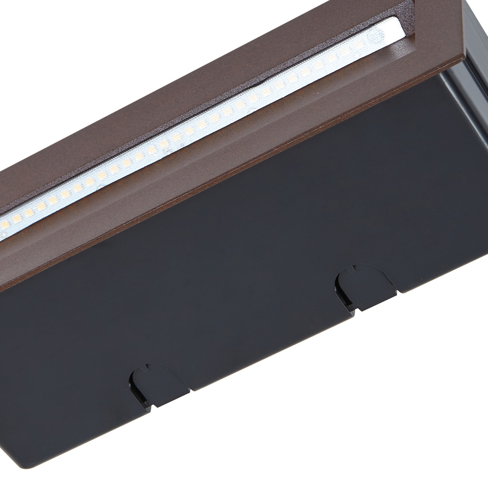 Lucande LED recessed wall light Loya, 23 x 8 cm, rust, IP54