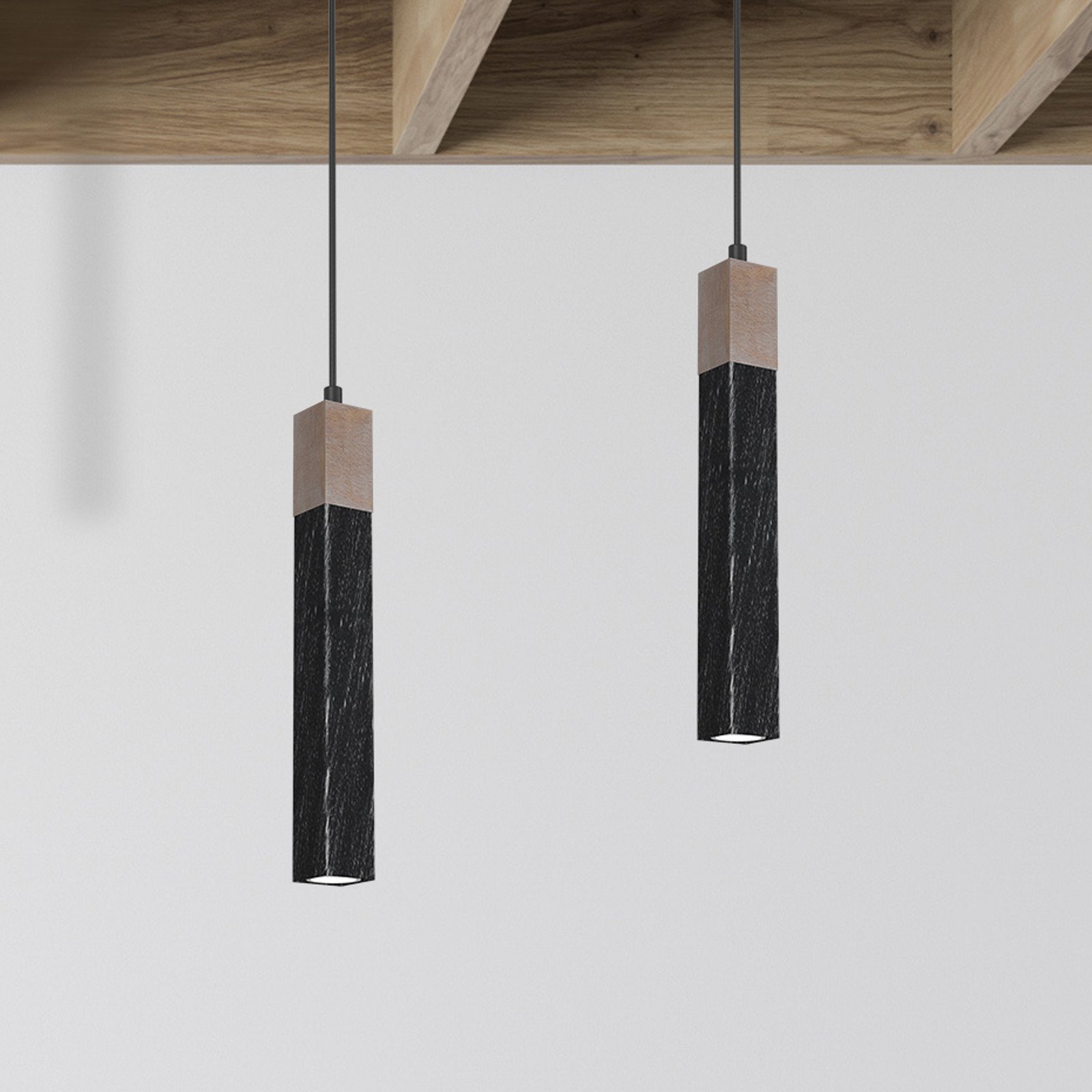 Euluna Lampă suspendată Stag 1 bec negru/maro - Camera de zi / sufragerie - modern - negru maro - Metal