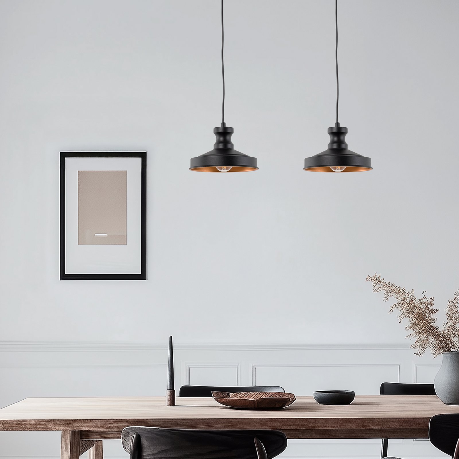 Lampă suspendată Berceste, negru, metal, Ø 22 cm, E27