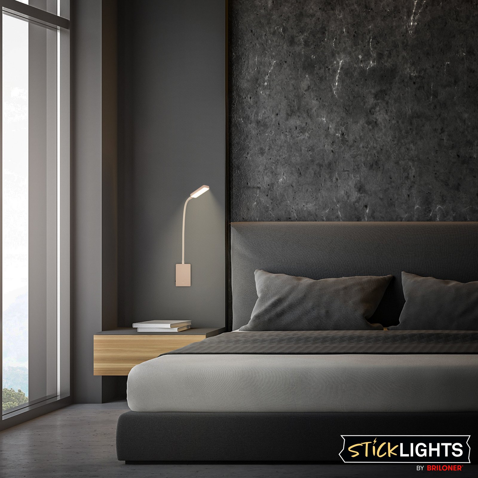LED stolová lampa Cielo, béžová, výška 56 cm, plast