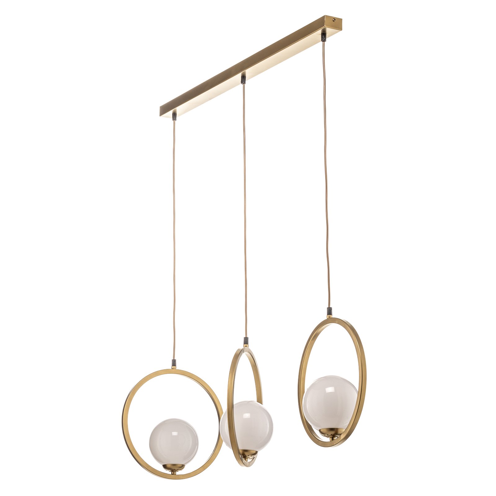 Vienna hanging light, opal glass, brass, 3-bulb