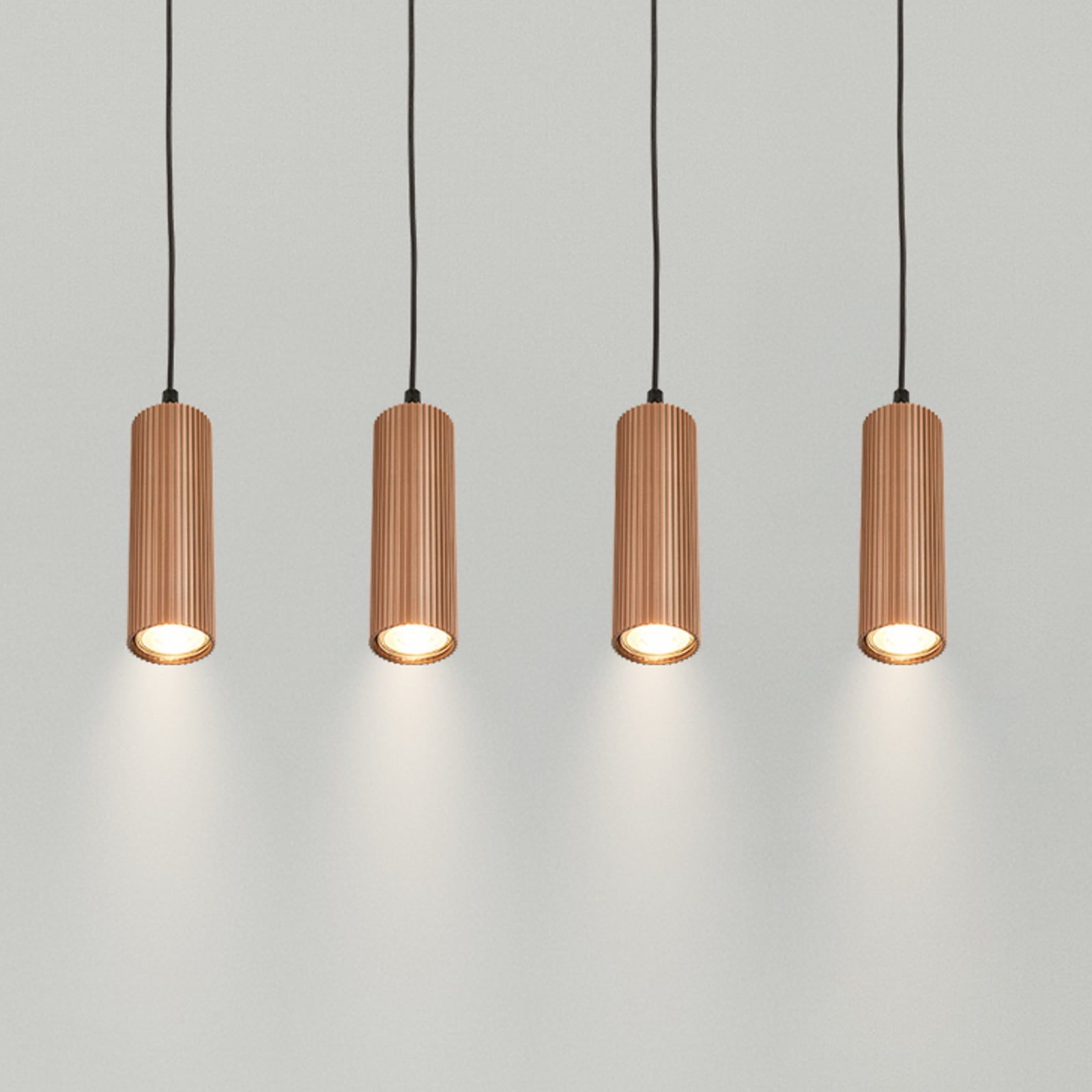 Suspension Ida, marron, à 4 lampes, longueur 76 cm, GU10