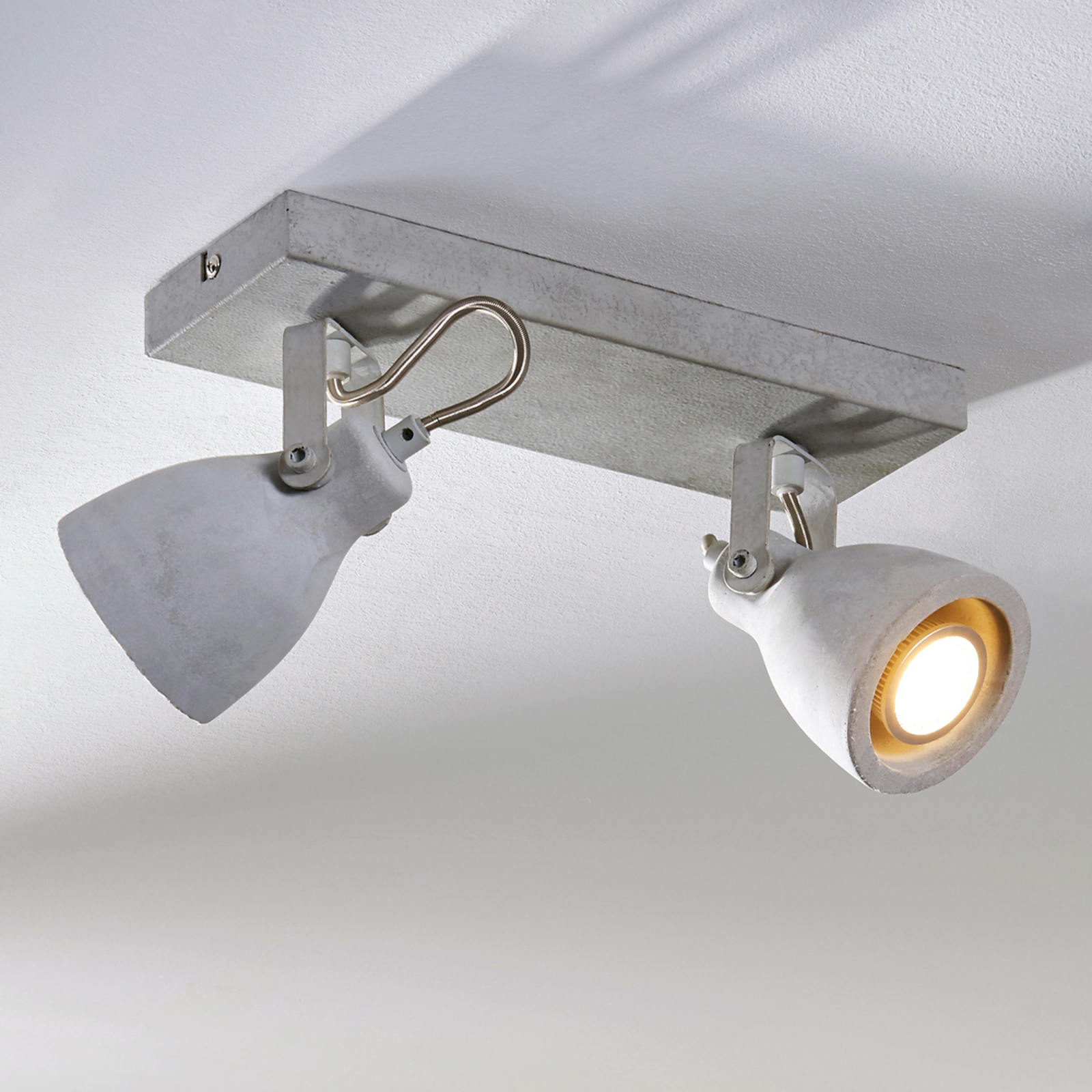 Kadiga LED spotlight, concrete, GU10, 2-bulb
