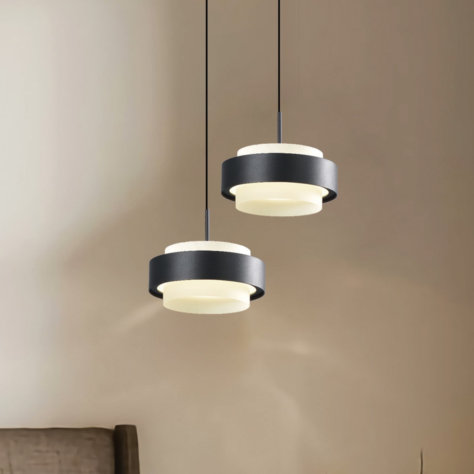 Viokef Lampă suspendată LED Donal Ø 17 cm negru metal - Camera de zi / sufragerie - Modern - negru alb - Aluminiu