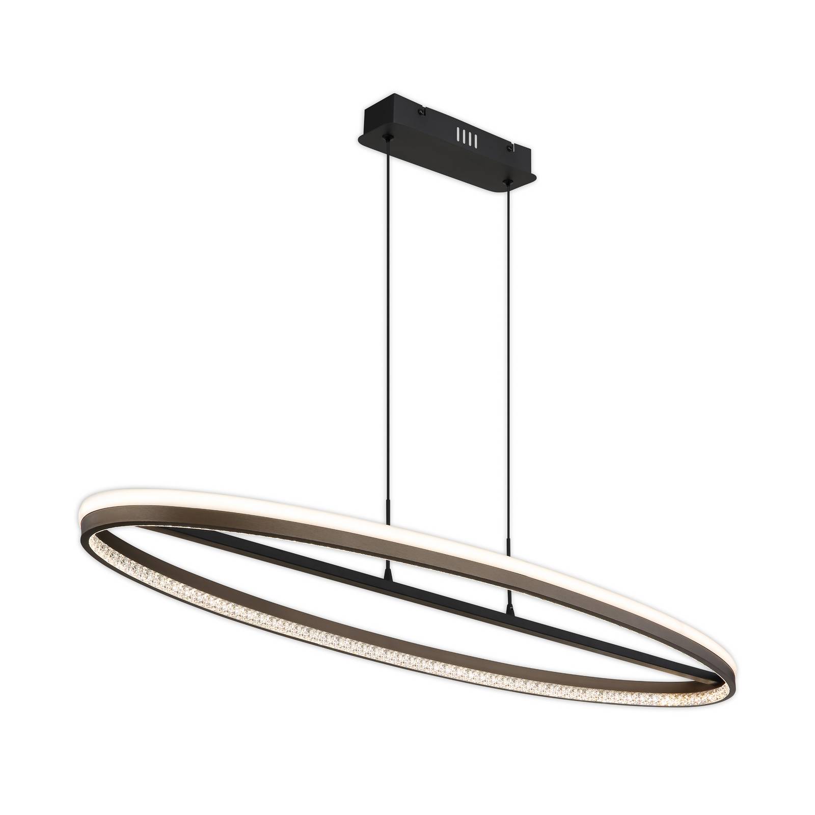 LED-Hängelampe Della, Länge 101 cm, dunkelgrau, Metall