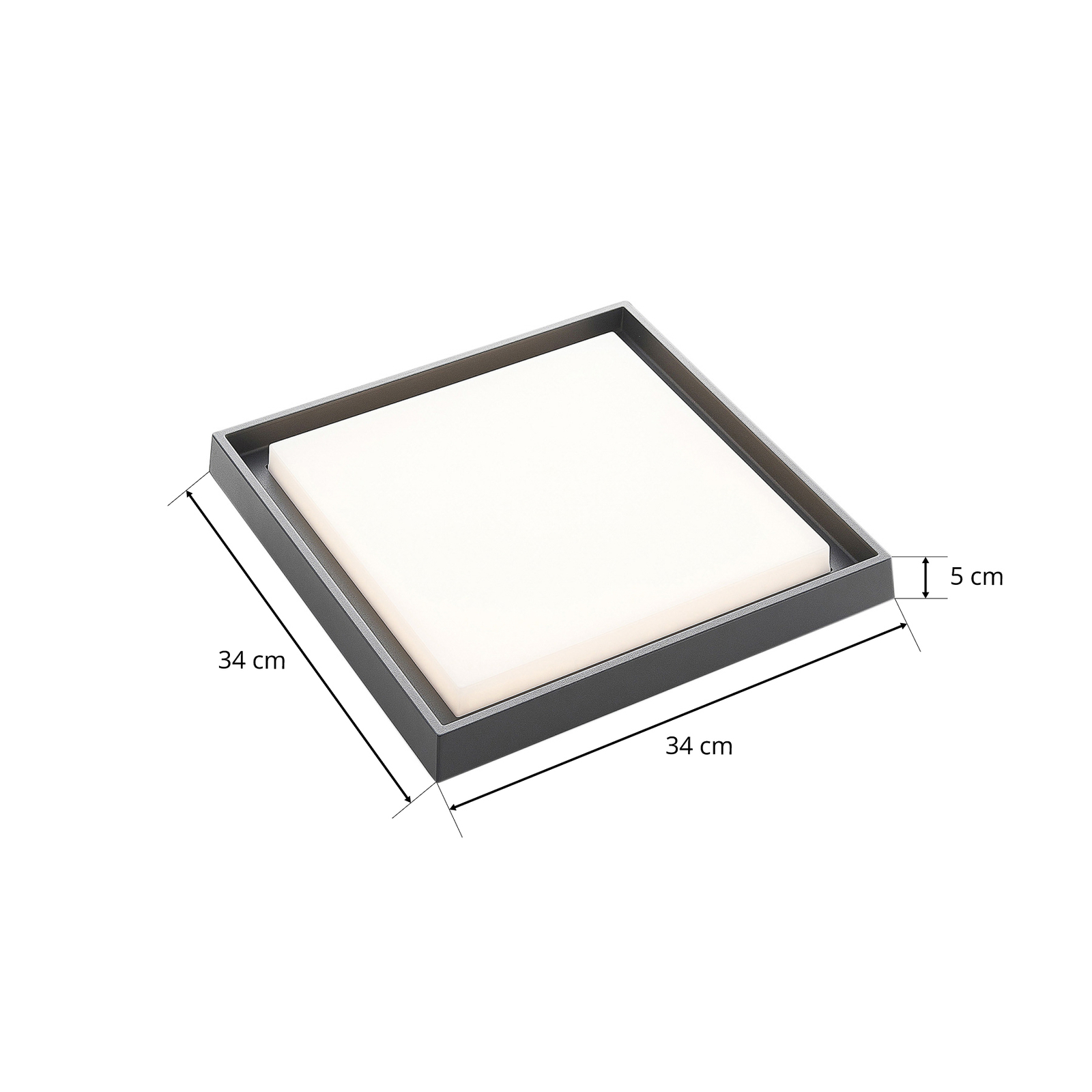 Birta LED Square Vonkajšie Stropné Lampa 34x34 Dark Grey - Lucande