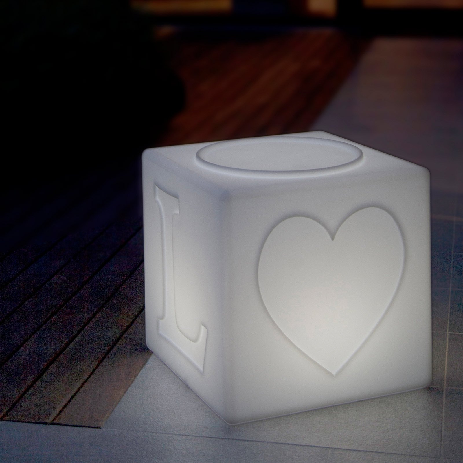 Lampada LED accu The LOVE lamp, cubo, RGBW