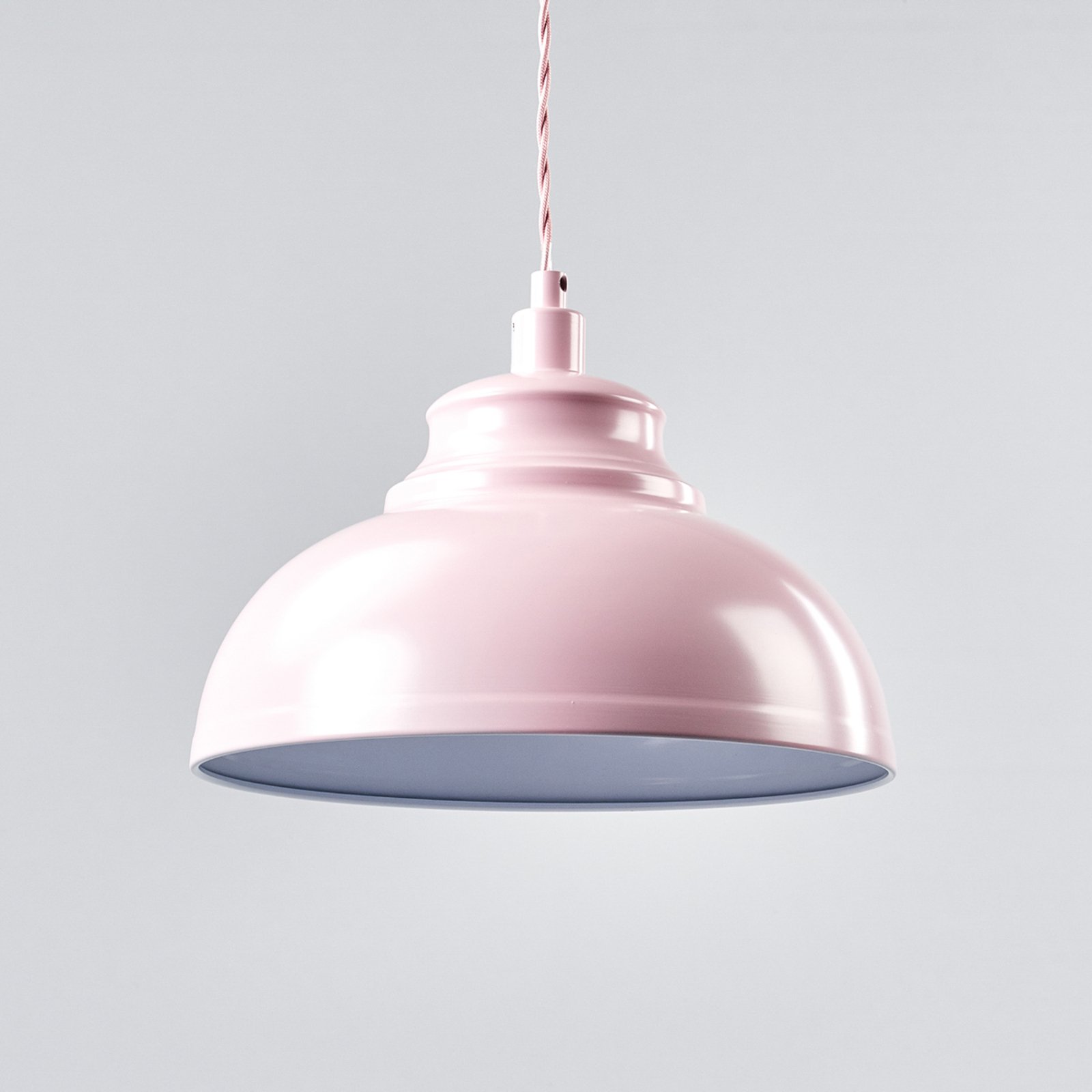 Rožinis "Isla" pakabinamas šviestuvas su metaliniu atspalviu