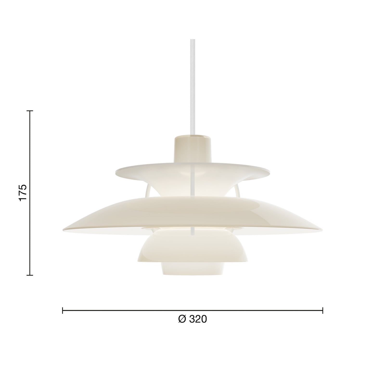 PH 5 320 hengelampe, opal-beige, E14, polymer – Louis Poulsen PH 5 320 hengelampe, opal-beige, E14, polymer – Louis Poulsen