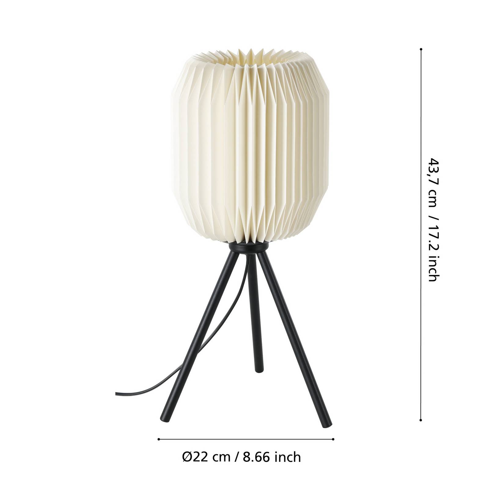 Lampa stołowa Belgrave, wysokość 44 cm, czarny/biały, metal/papier