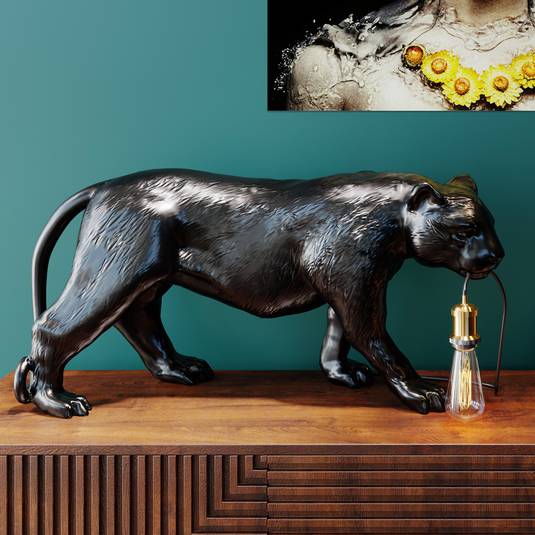 Kare Design Lampada da tavolo Animal Rabbit, nero, elegante coniglietto, sala da pranzo, stile elegante, luce indiretta suffusa, 68x23x26cm (A/L/P), lampadina non inclusa