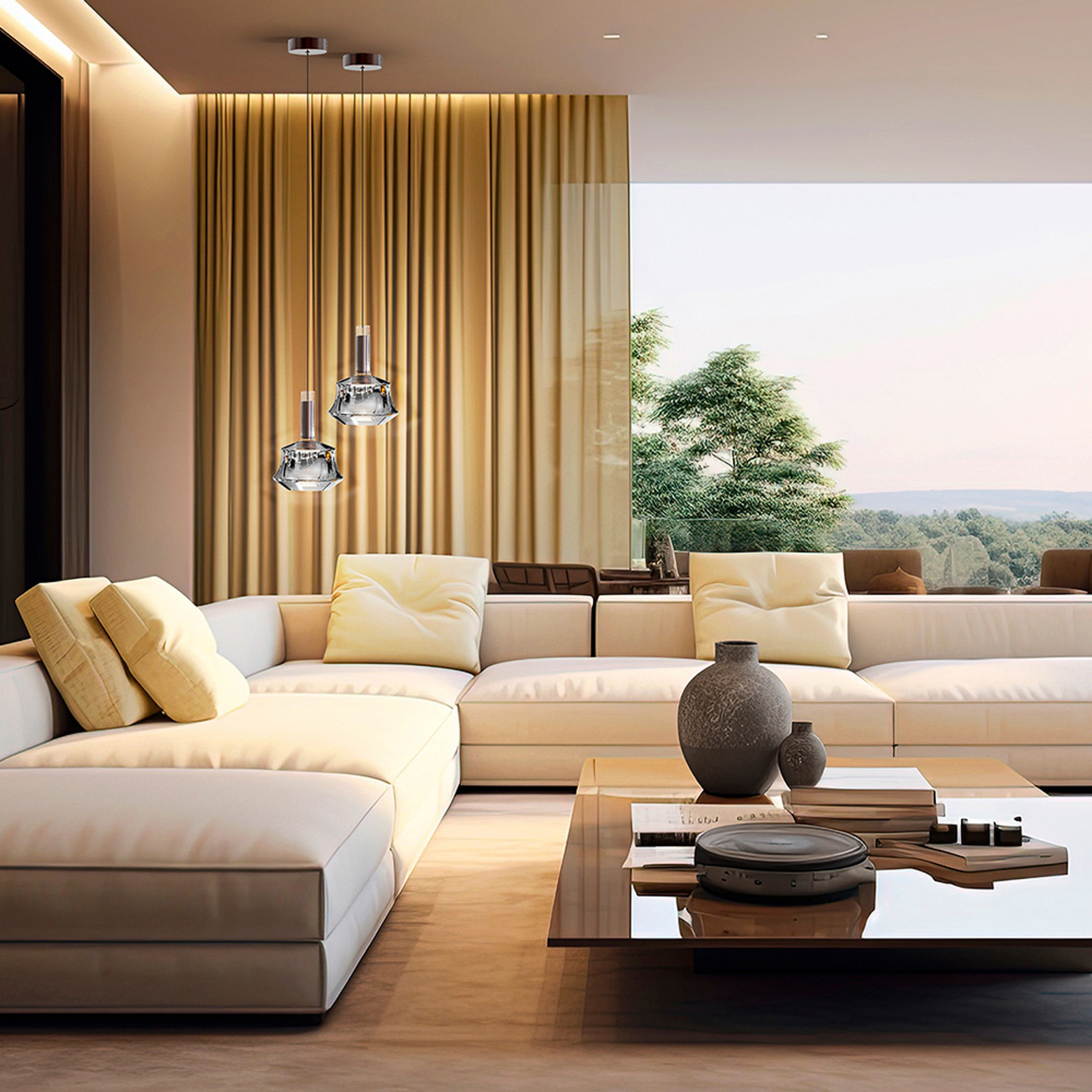 LED závesné svietidlo Scarlett, strieborná, Ø 18 cm, sklo