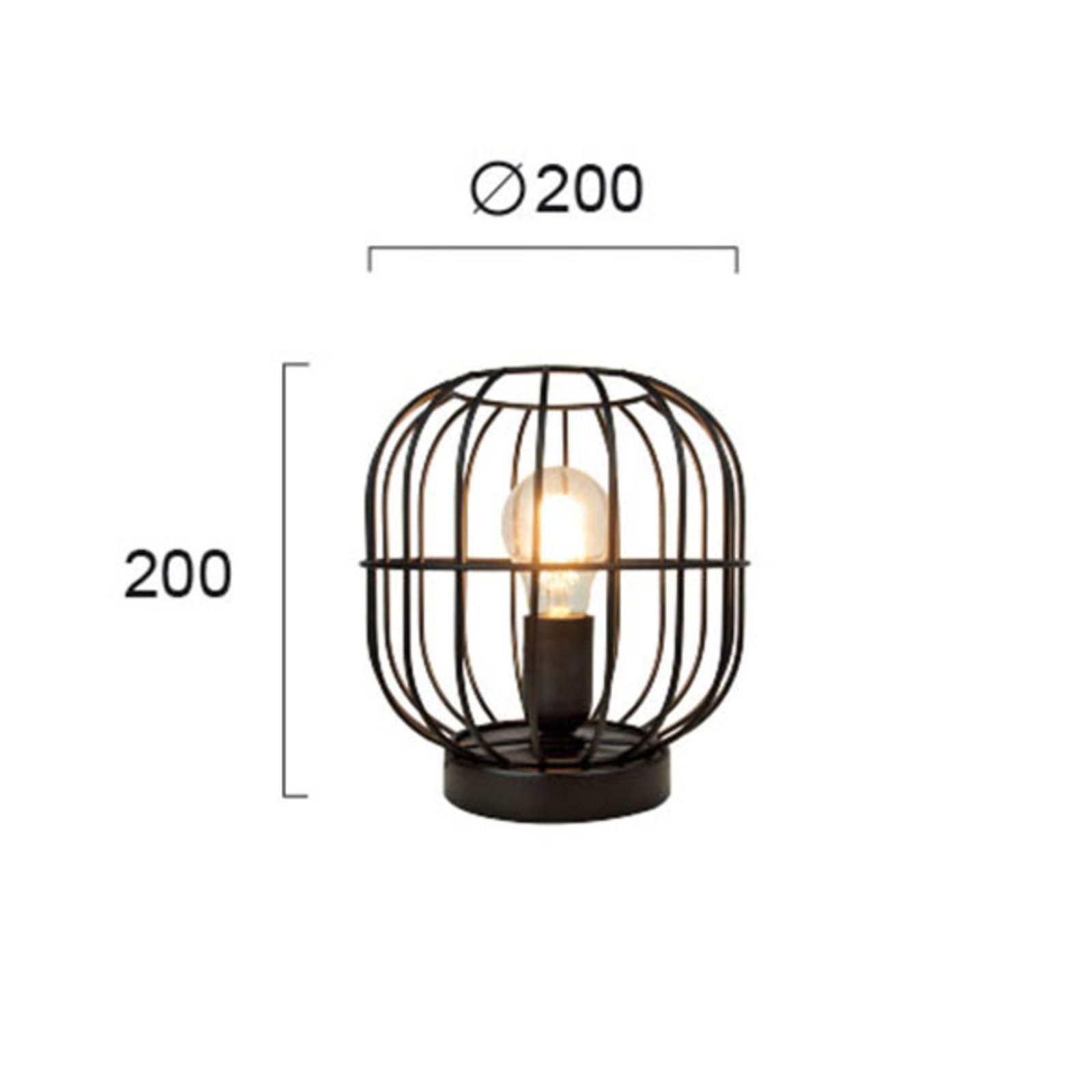 Lampe à poser Zenith en forme de cage, noire
