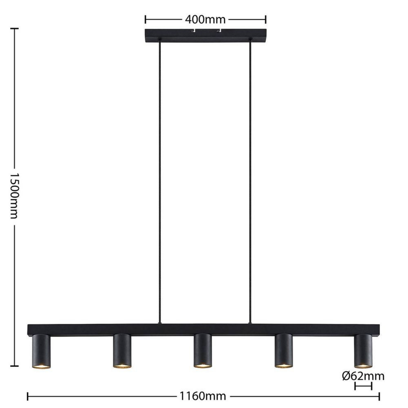 Baliko 5 Pendant Black - Lindby