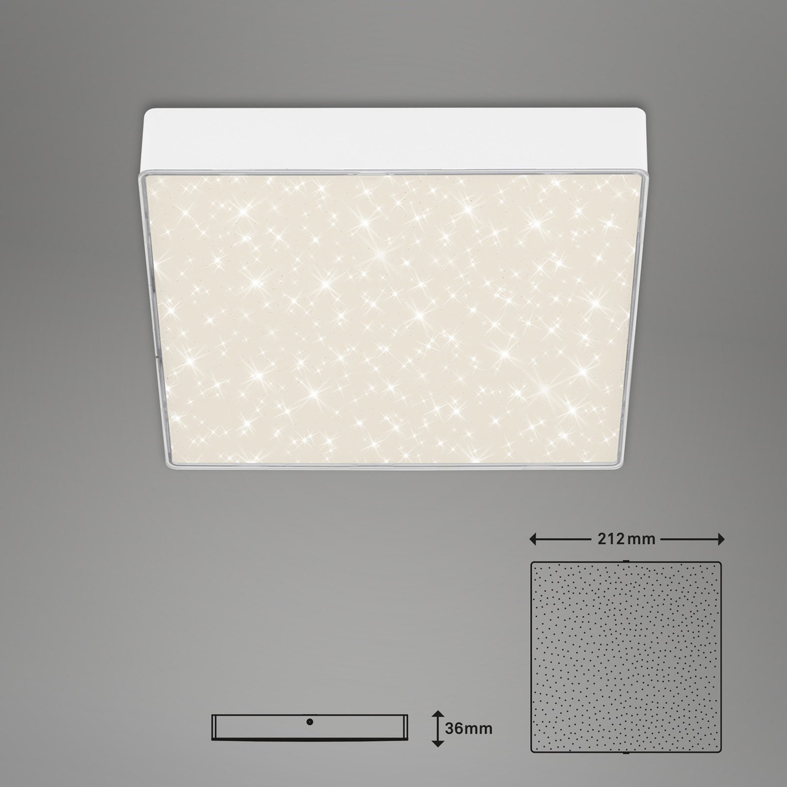 LED-loftslampe Flame Star, 21,2 x 21,2 cm hvid
