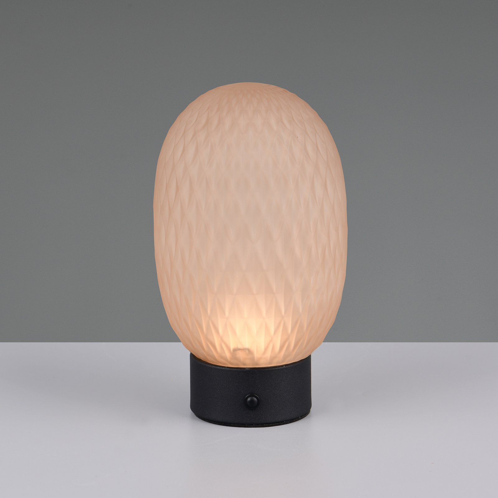 LED rechargeable table lamp Facette, amber, USB, glass