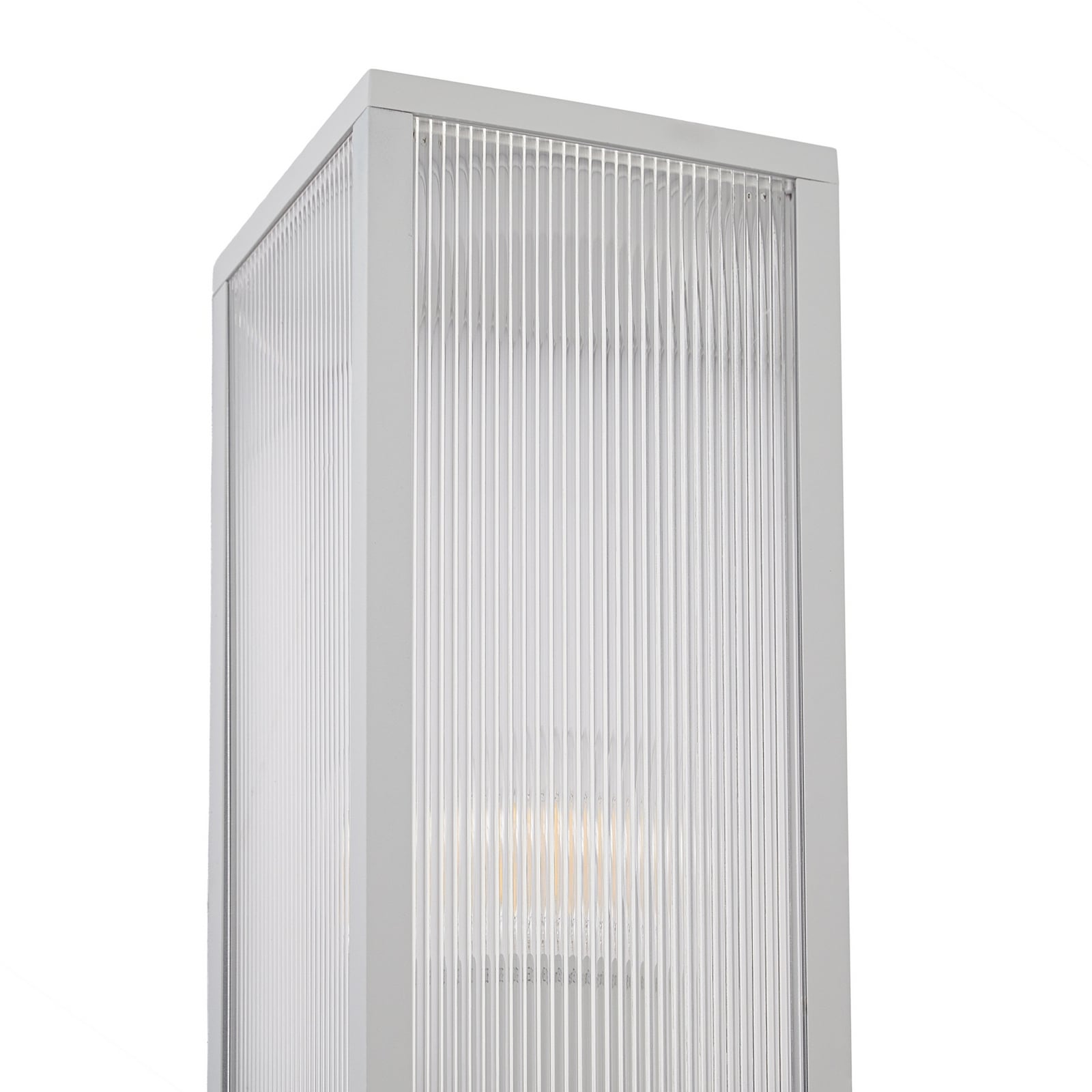 Lampione Peldar, grigio chiaro/scanalato, 80 cm, con sensore - Lindby